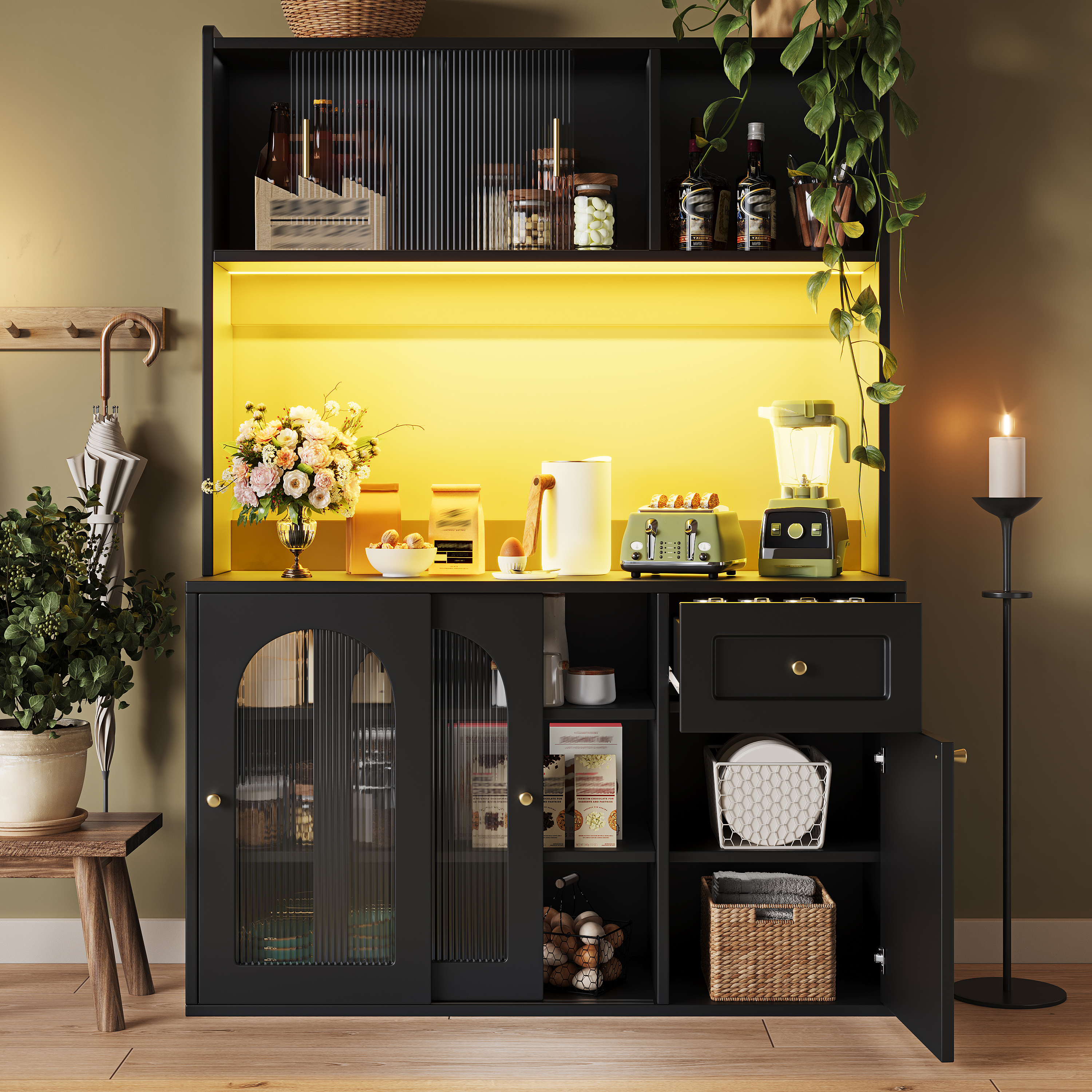 Küchenschrank, Hochschrank, Vitrinenschrank, Buffe