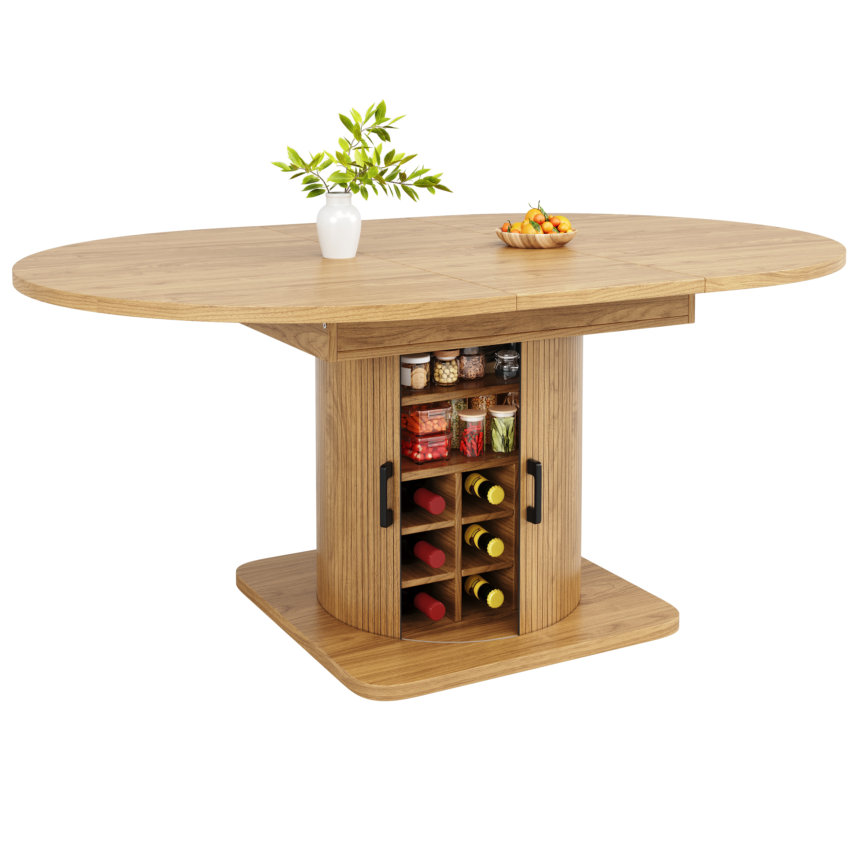 Détail îlot de cuisine extensible marron