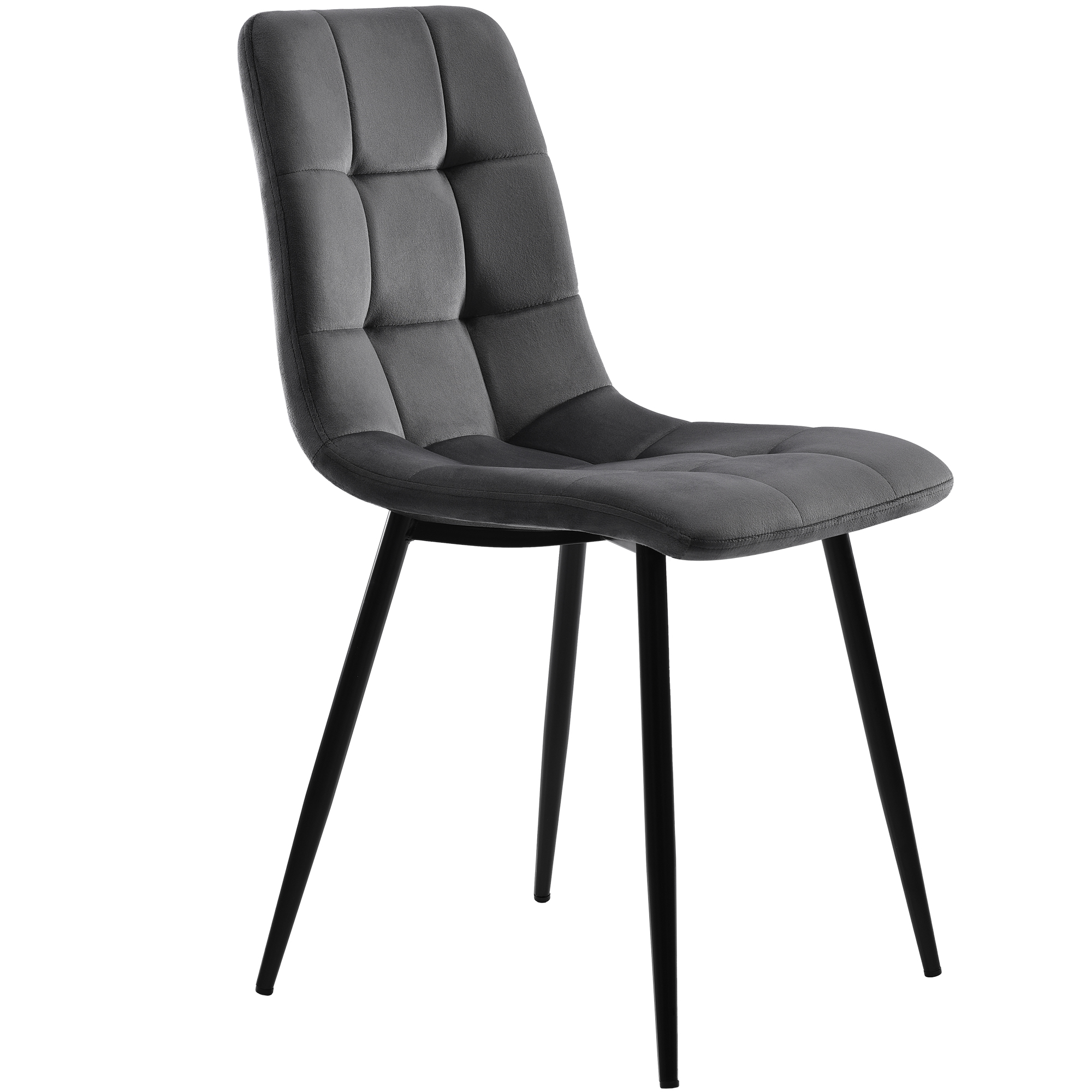 Ensemble table et chaises, 5 pièces, 1 table + 4 chaises, métal et velours, gris - vue 4