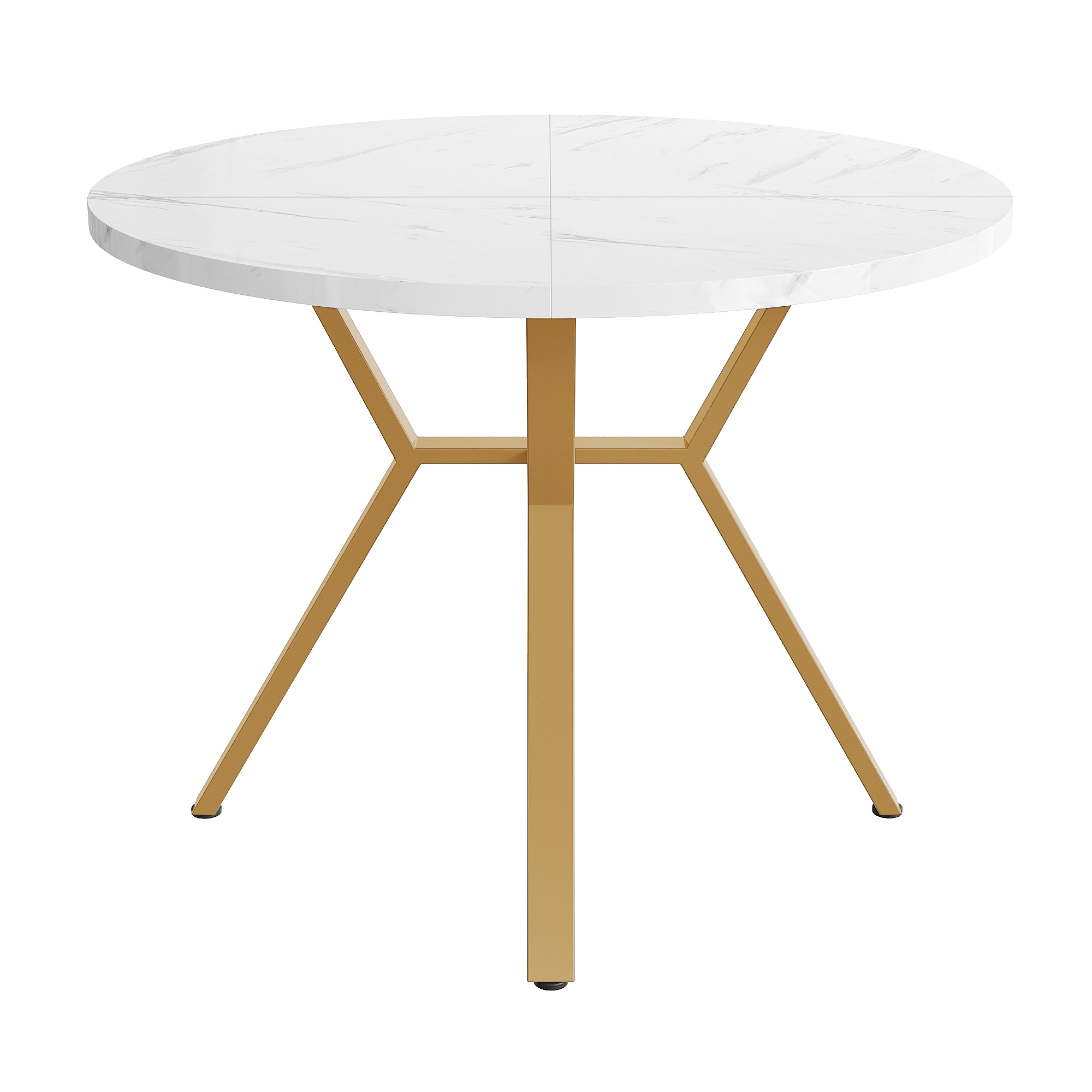 Table ronde doré blanc 100x100 vue 3