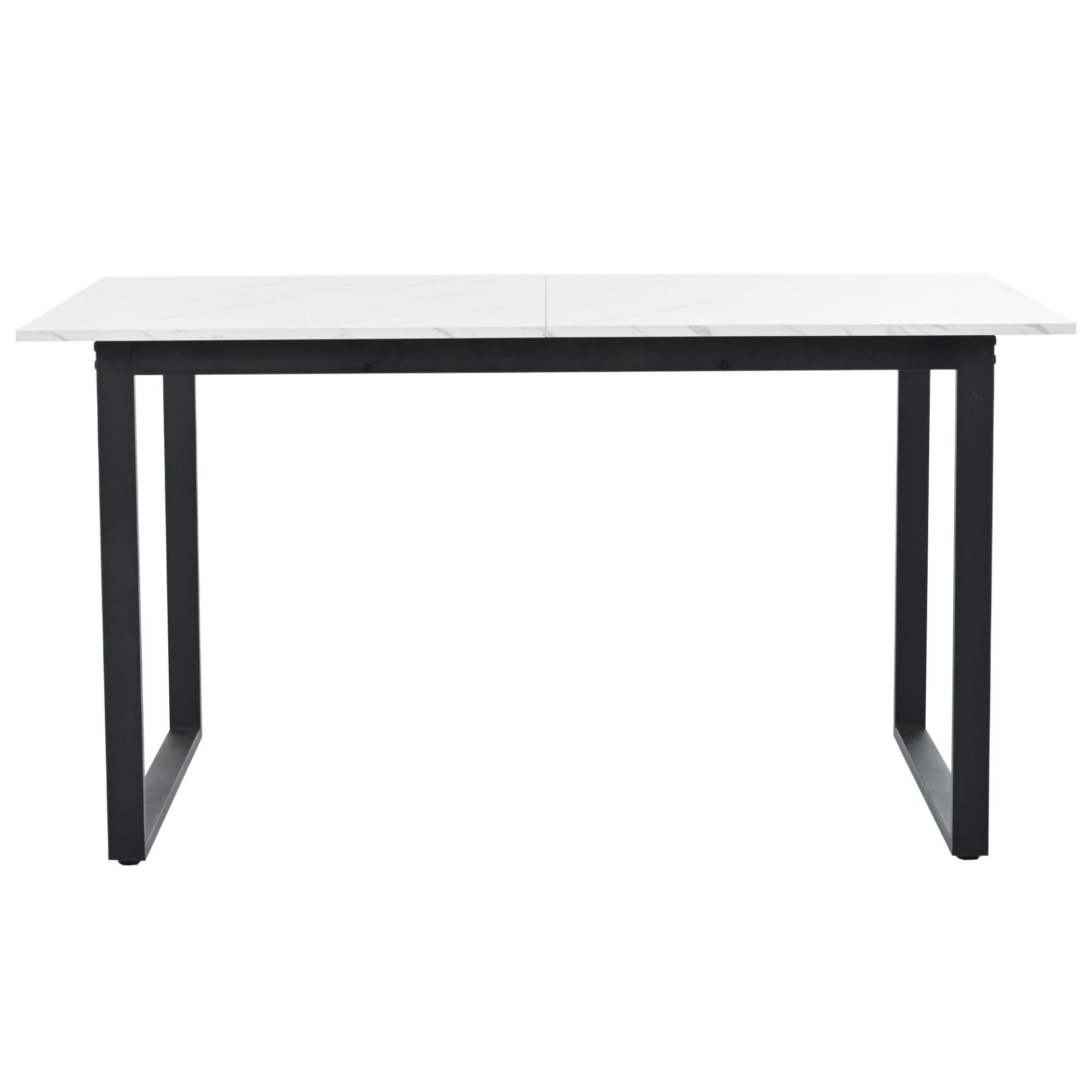Table à manger extensible 140/180×80×75 cm, plateau MDF blanc, pieds métalliques, design moderne minimaliste, rails d'extension, pieds réglables, pour repas conviviaux et grands groupes, pour salle à manger - image 13