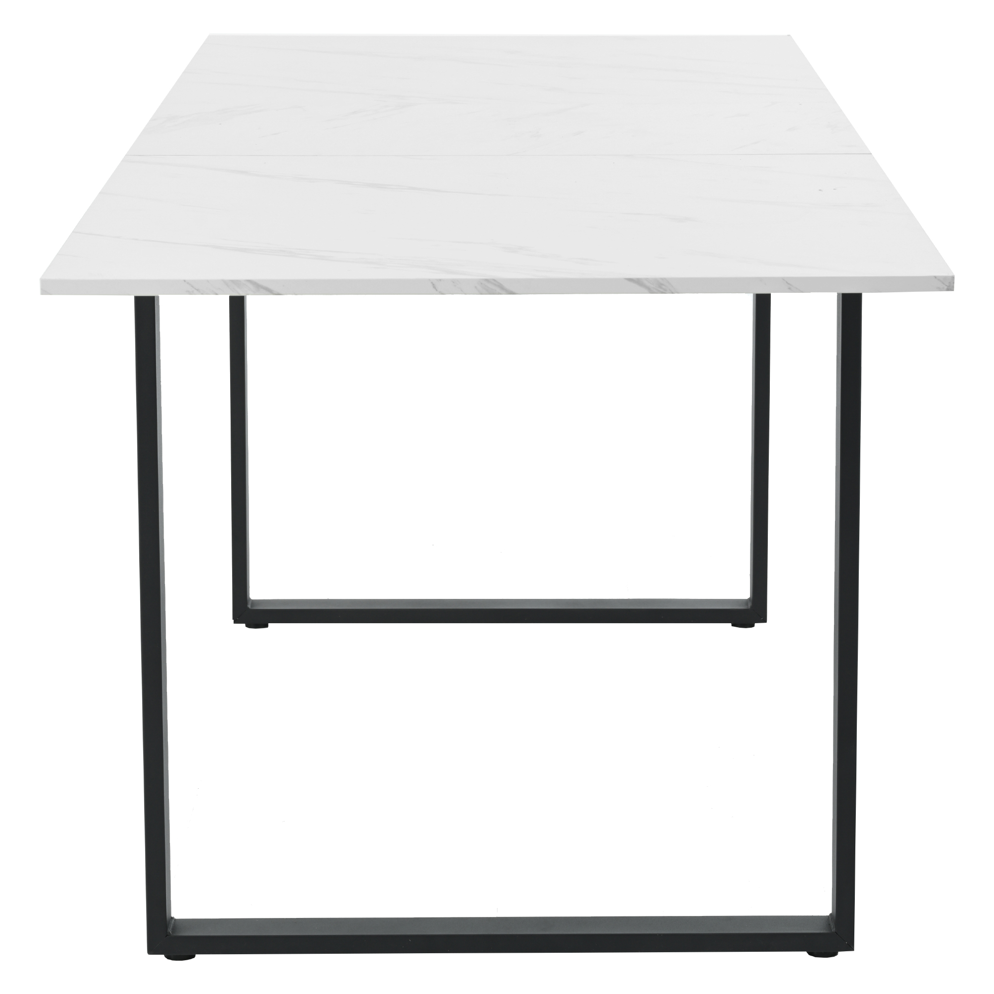 Table à manger extensible 140/180×80×75 cm, plateau MDF blanc, pieds métalliques, design moderne minimaliste, rails d'extension, pieds réglables, pour repas conviviaux et grands groupes, pour salle à manger - image 12