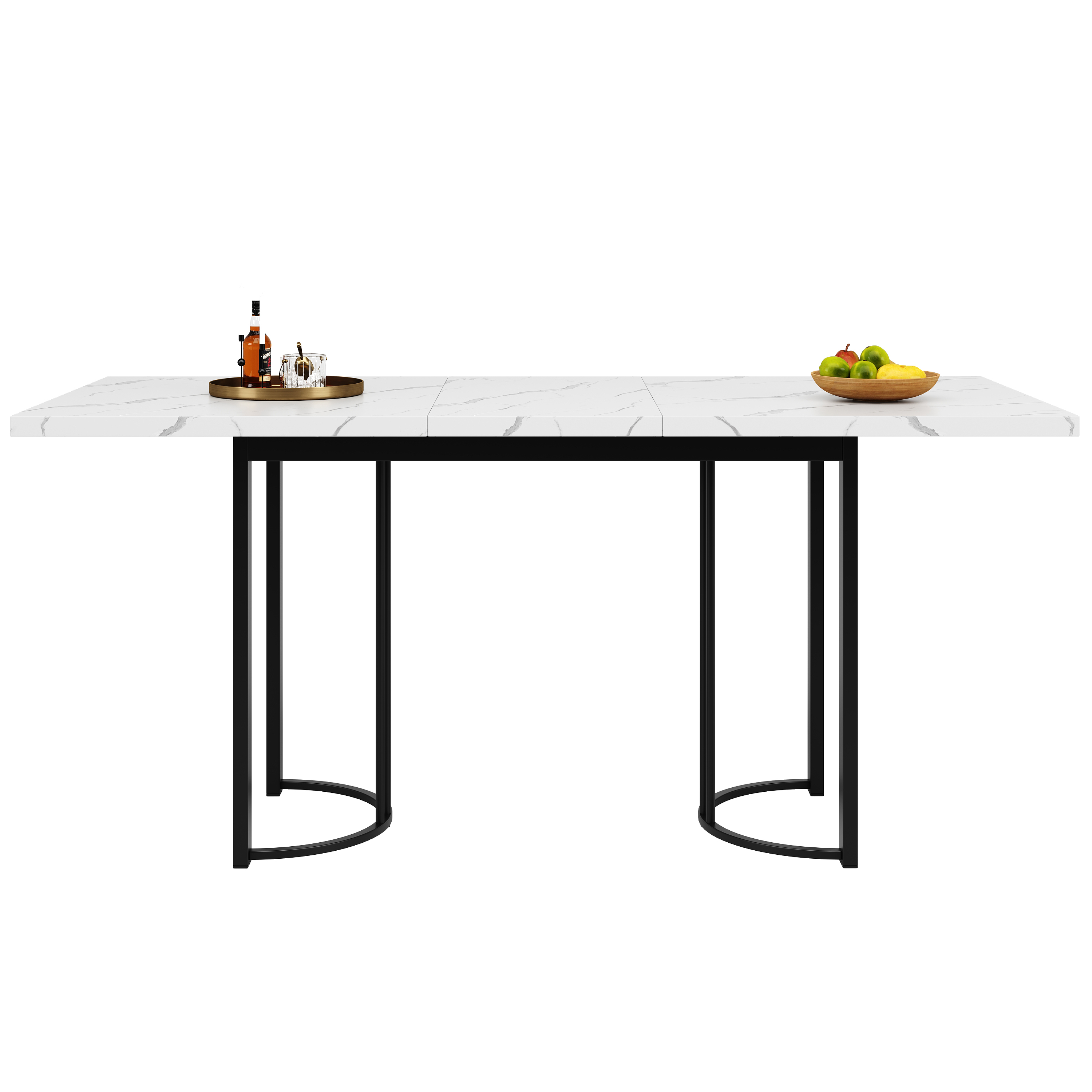 Ensemble table et chaises, 5 pièces, 1 table + 4 chaises, extensible, métal et velours, noir - vue 5