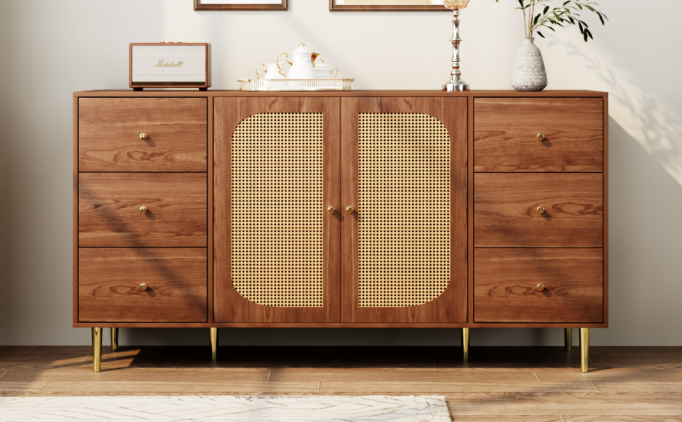 Sideboard, Rattan-Sideboard, Aufbewahrungsschrank 