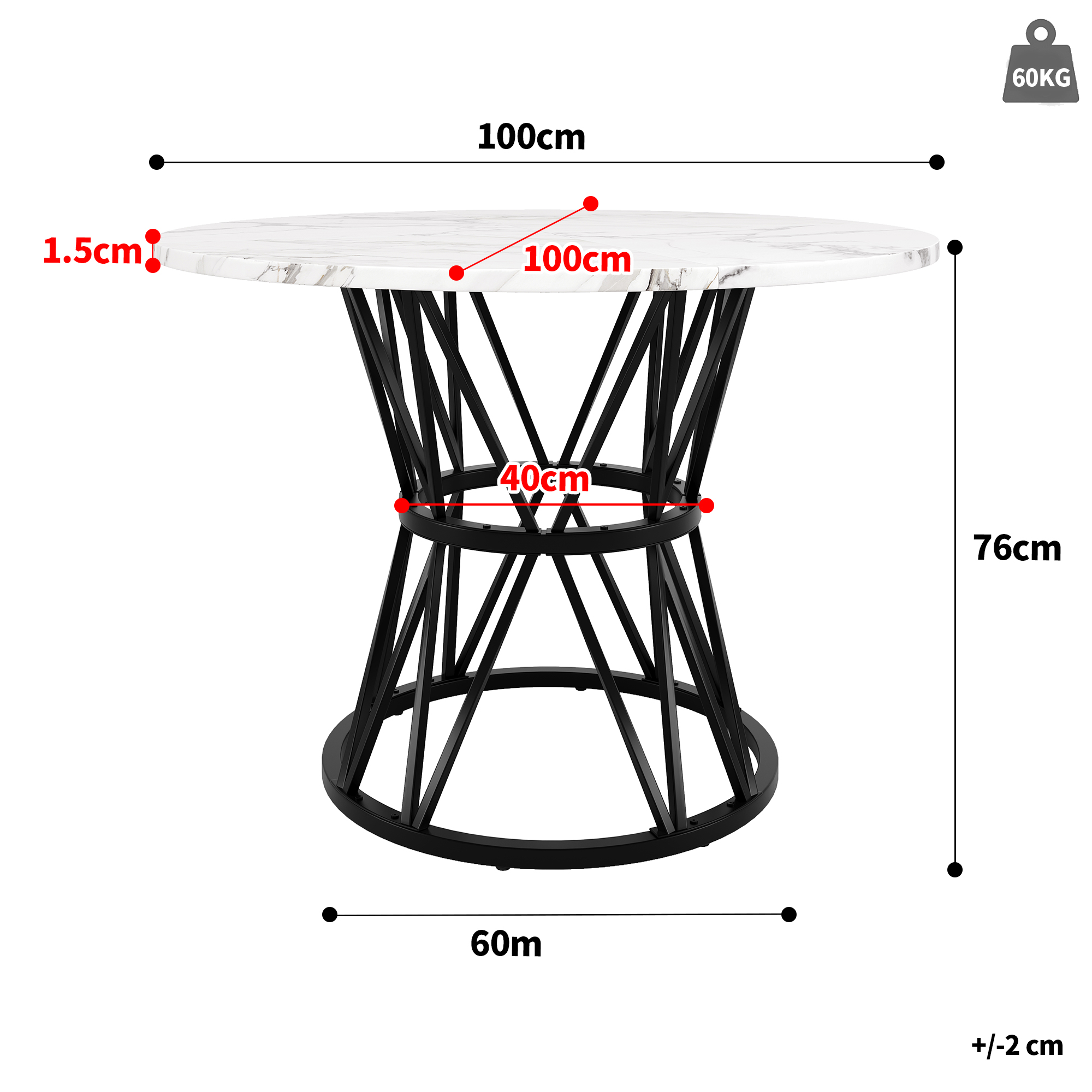 Dimensions du chaise de salle à manger