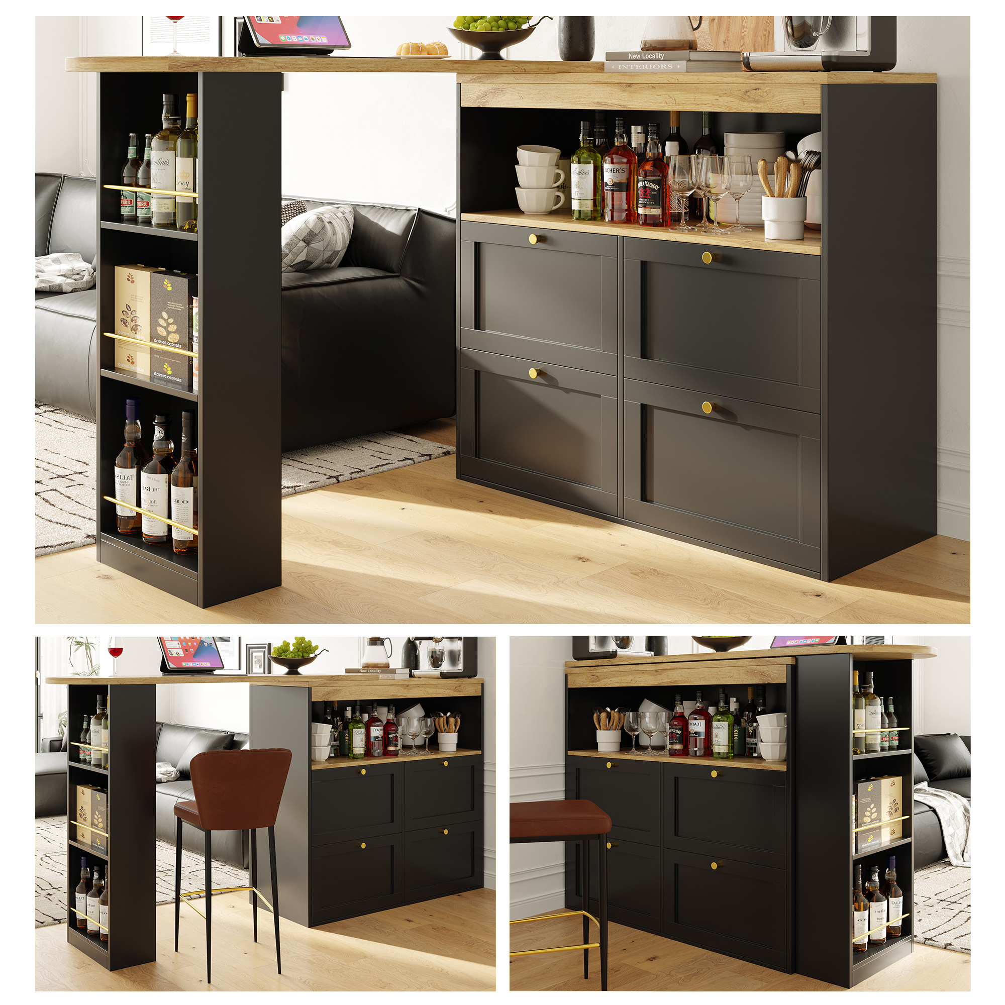 Um 360° drehbarer Bartisch (Hauptkörper 105 x 39 x