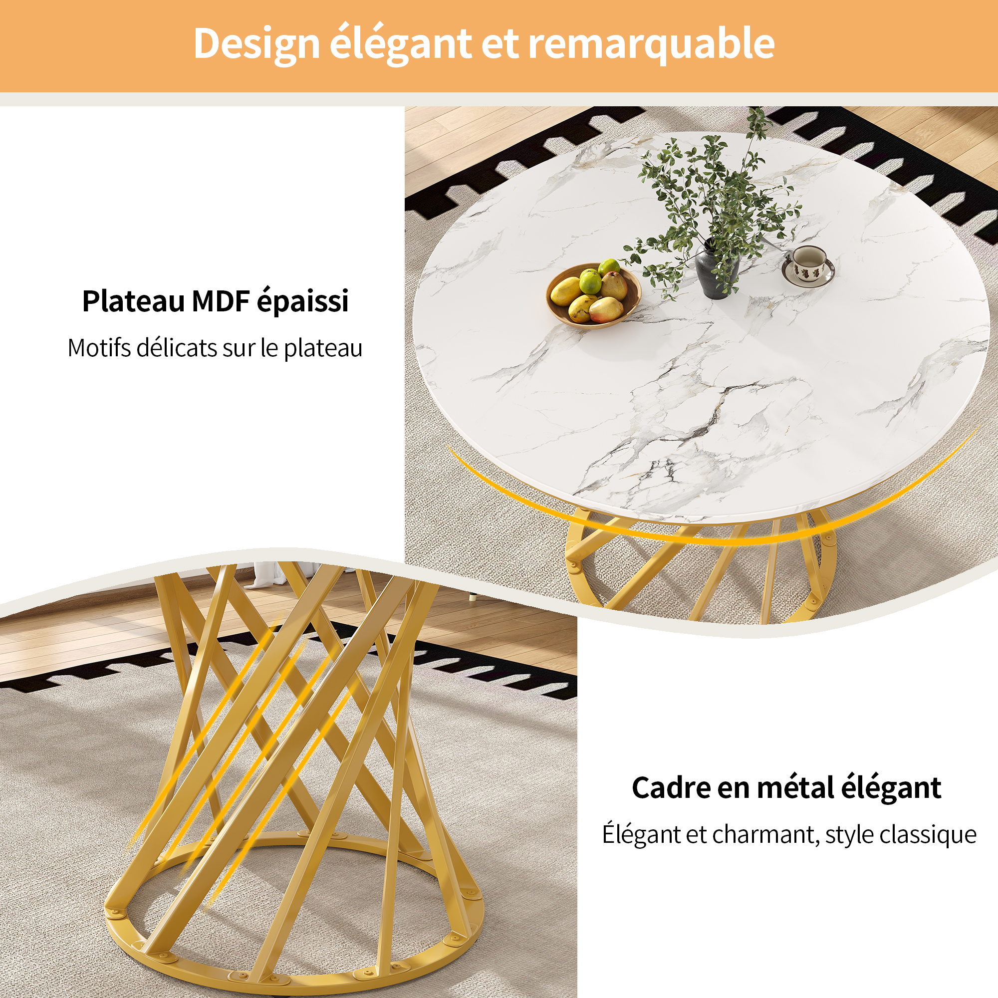 Ensemble salle à manger 5 pièces : table ronde 80 - image 22