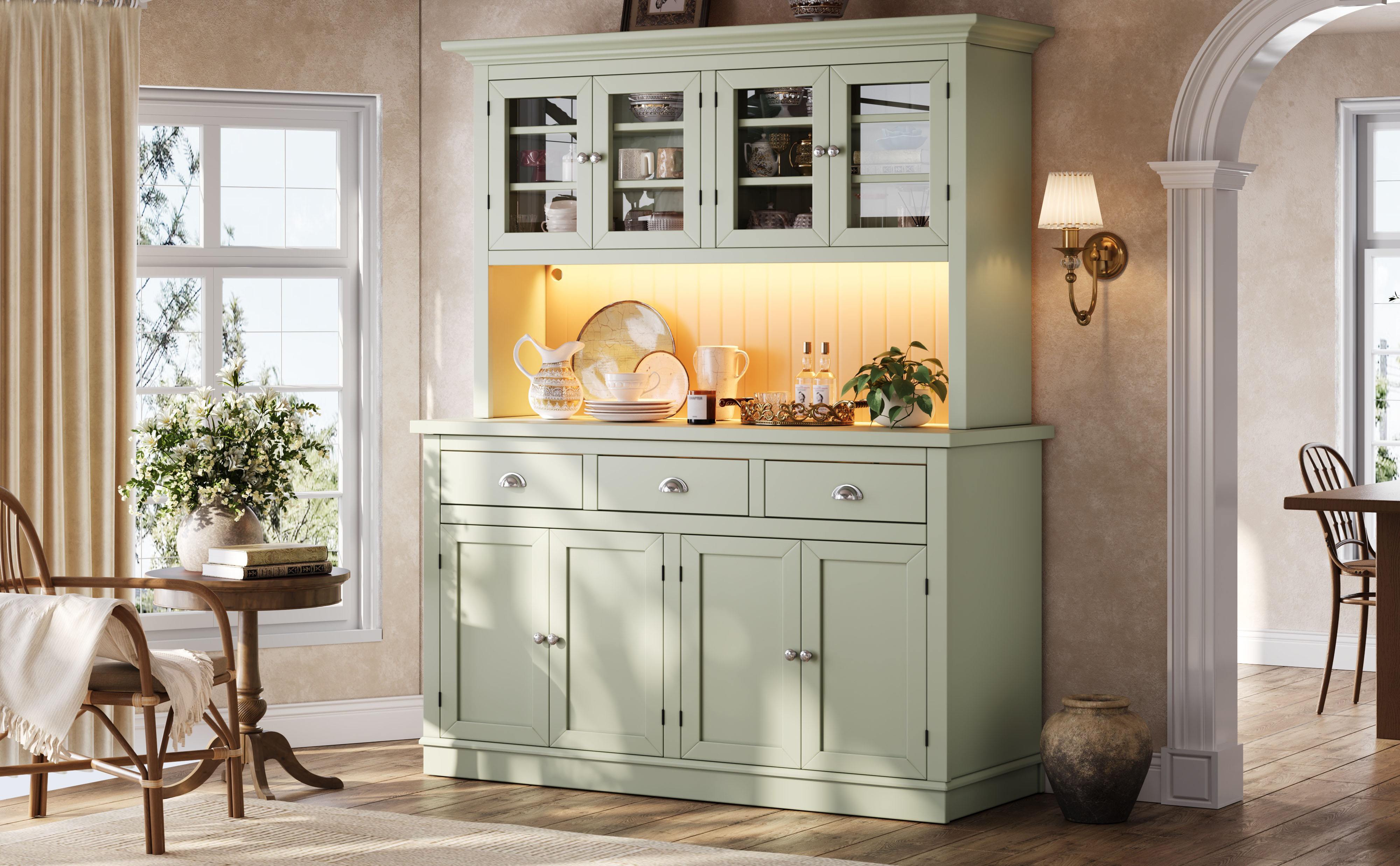 Moderner Hochschrank Sideboard mit RGB-LED-Beleuch
