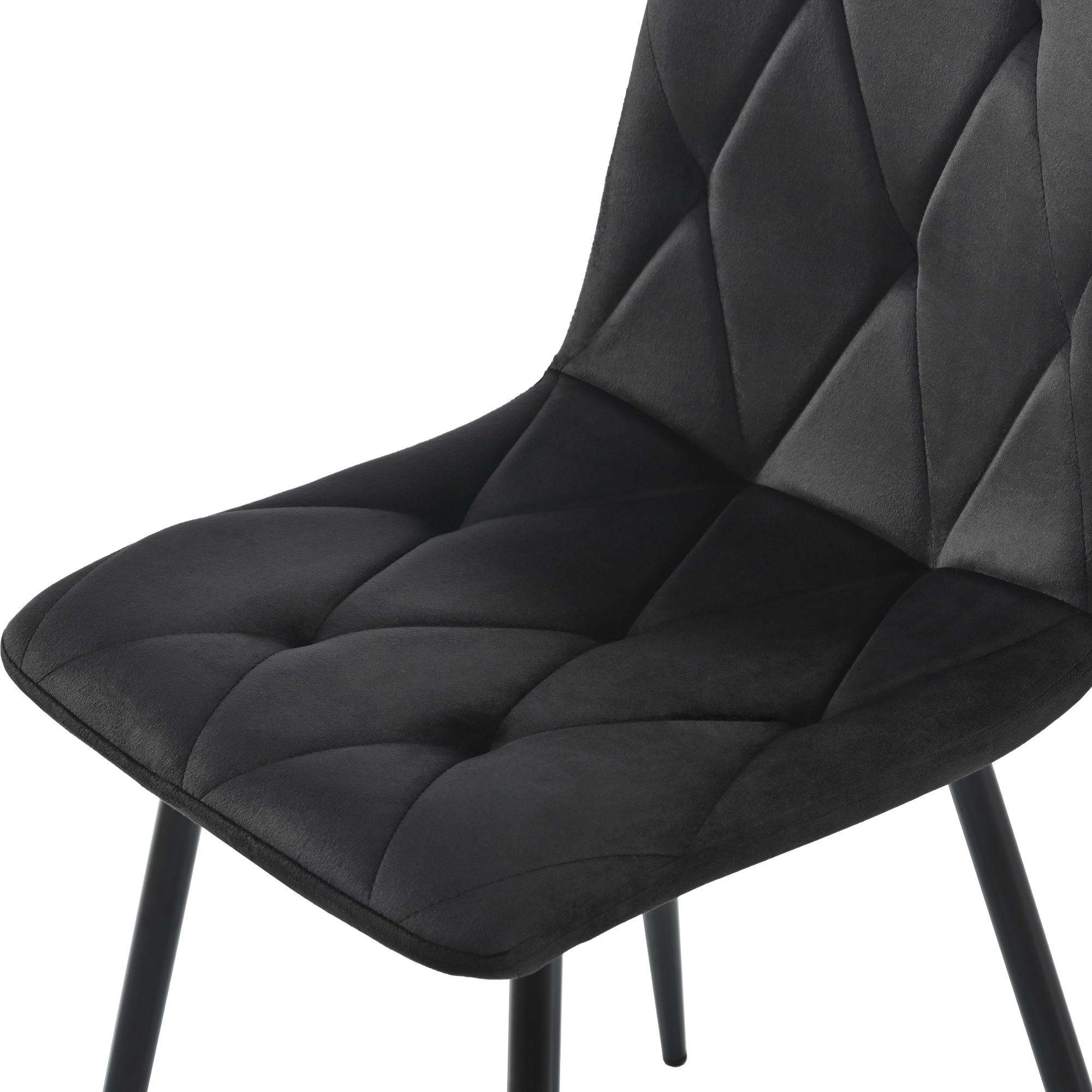 Ensemble table et chaises, 5 pièces, 1 table + 4 chaises, velours et MDF, noir - vue 4