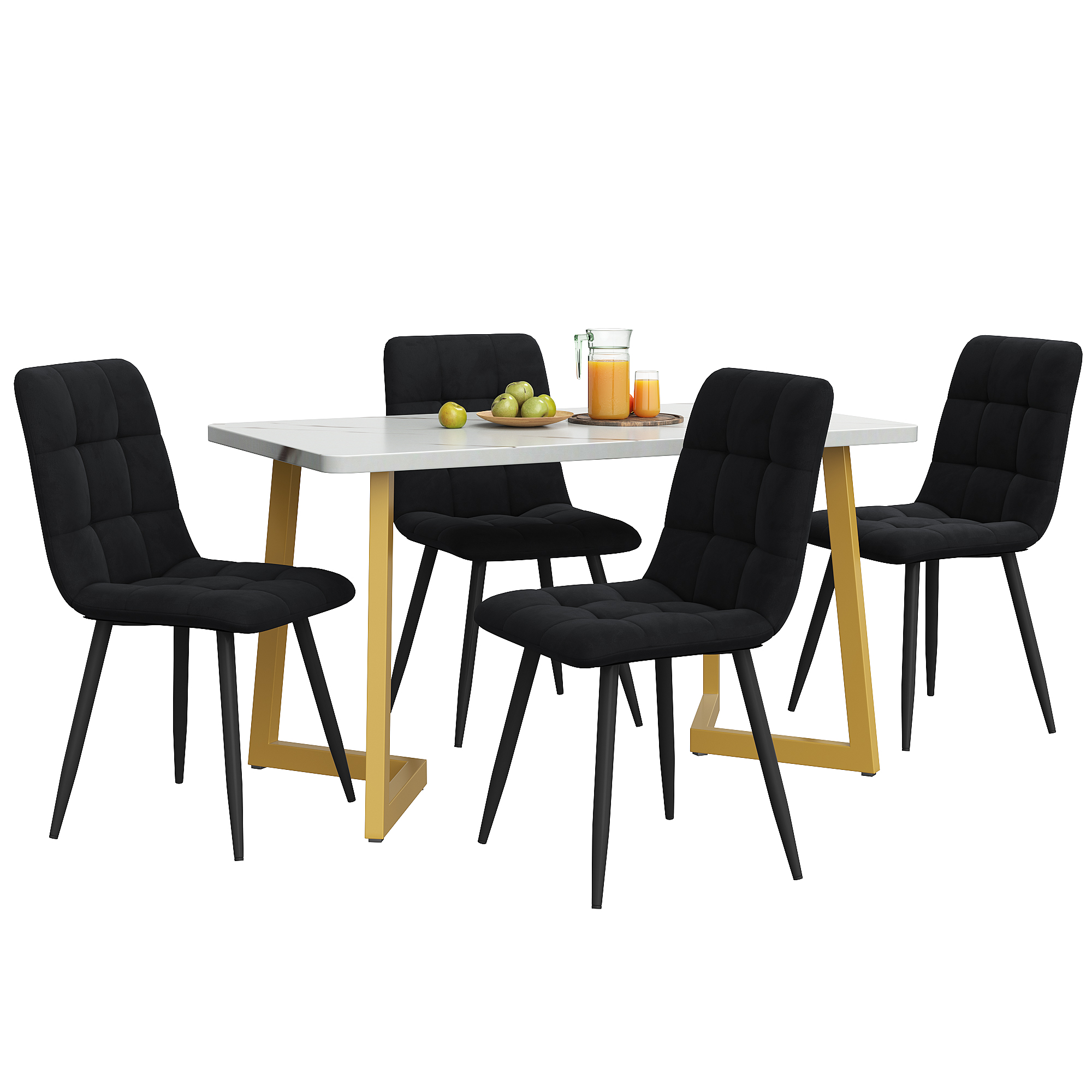 Ensemble table à manger rectangulaire + 4 chaises, design moderne, pour cuisine et salle à manger, style contemporain, confort assise, stabilité, utilisation familiale, facile entretien, élégance, fonctionnalité, durabilité - image 2