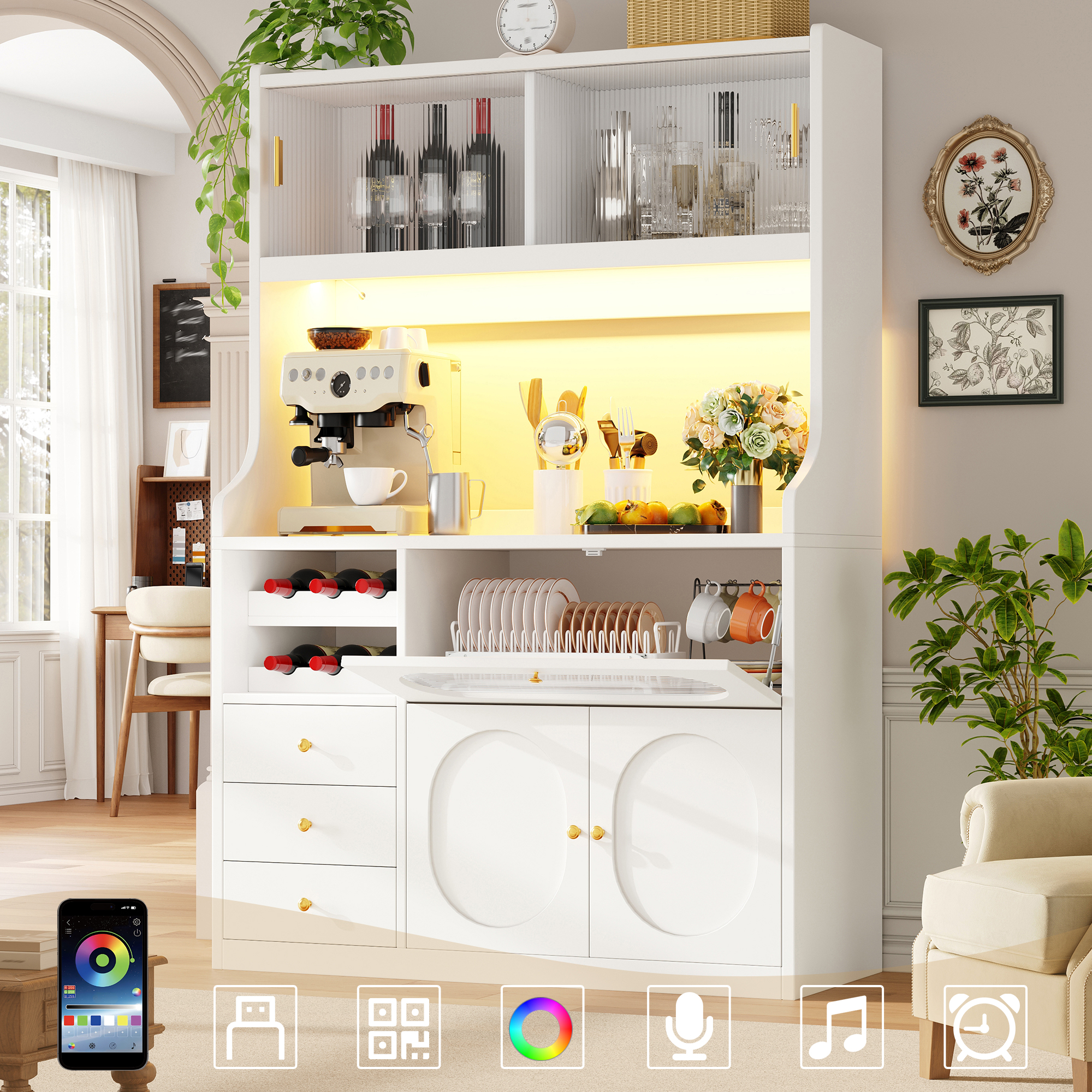 Hochküchenschrank 120cm mit App-gesteuerter RGB-LE
