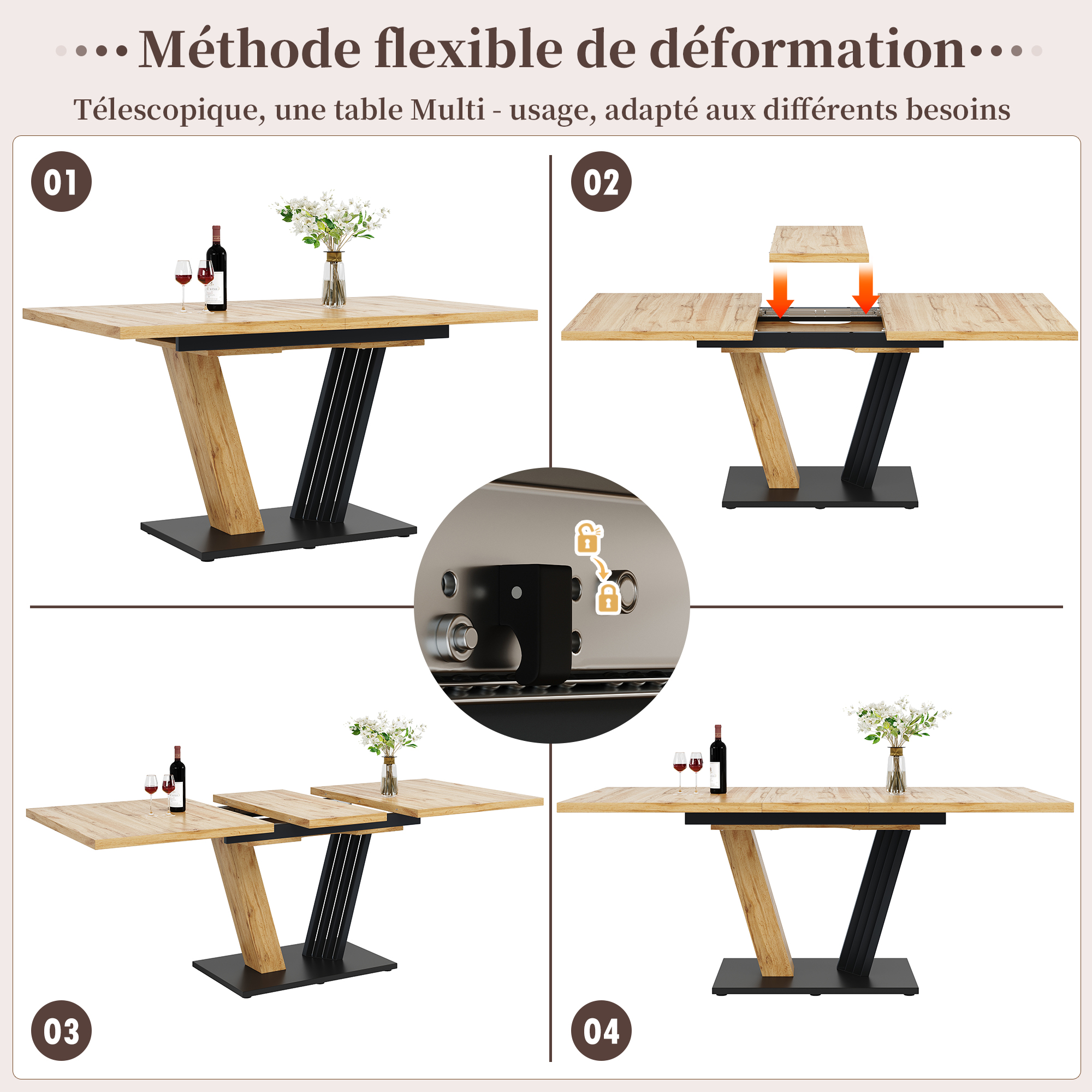 Détail du ensemble table et chaises