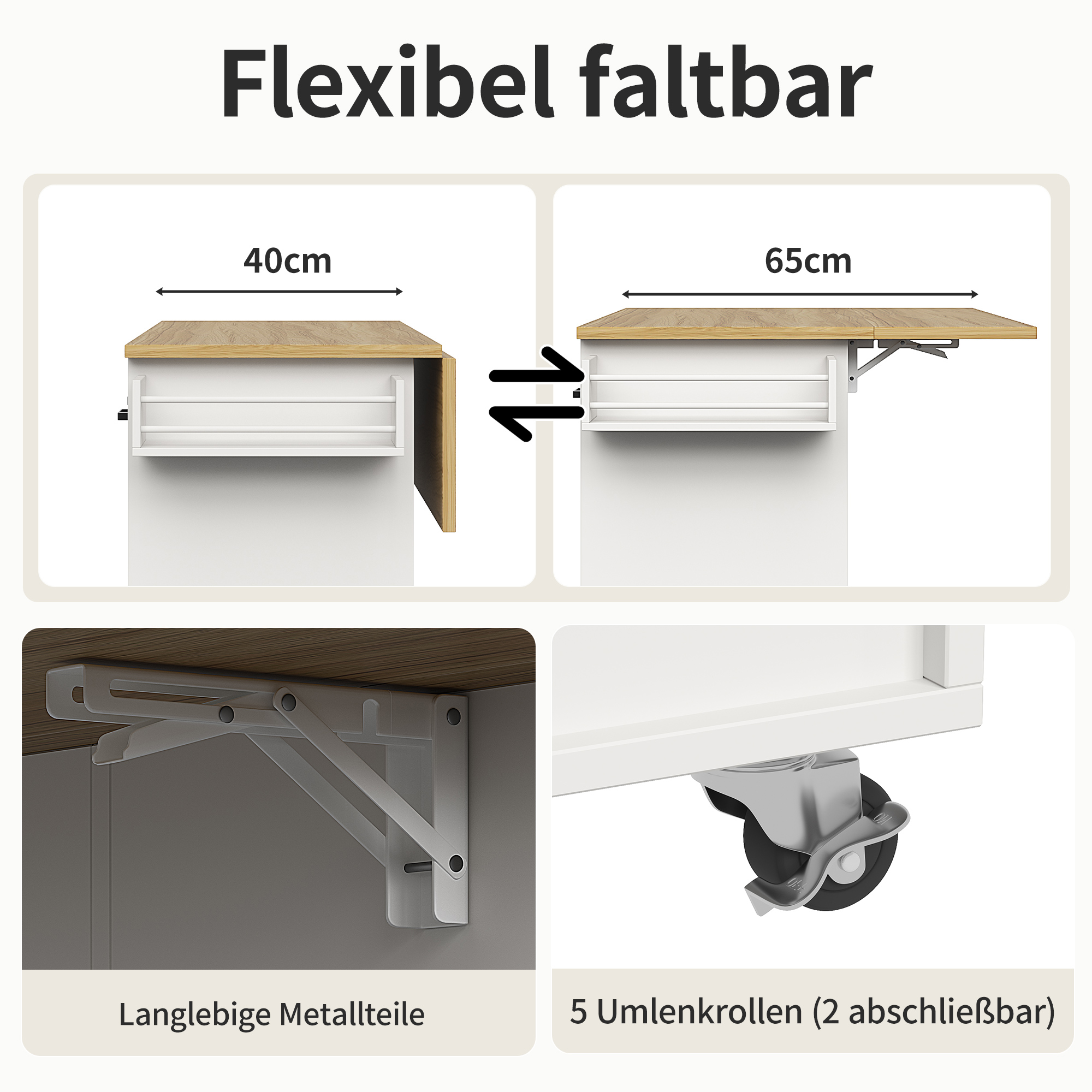 Tablette rabattable et métal durable