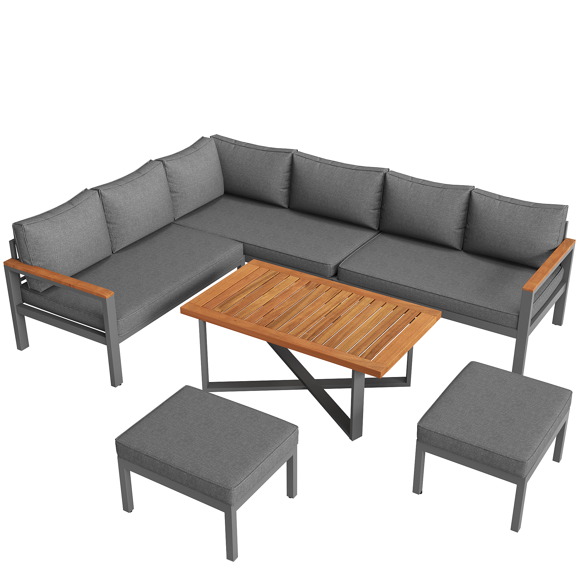 Ensemble mobilier de jardin spacieux gris foncé