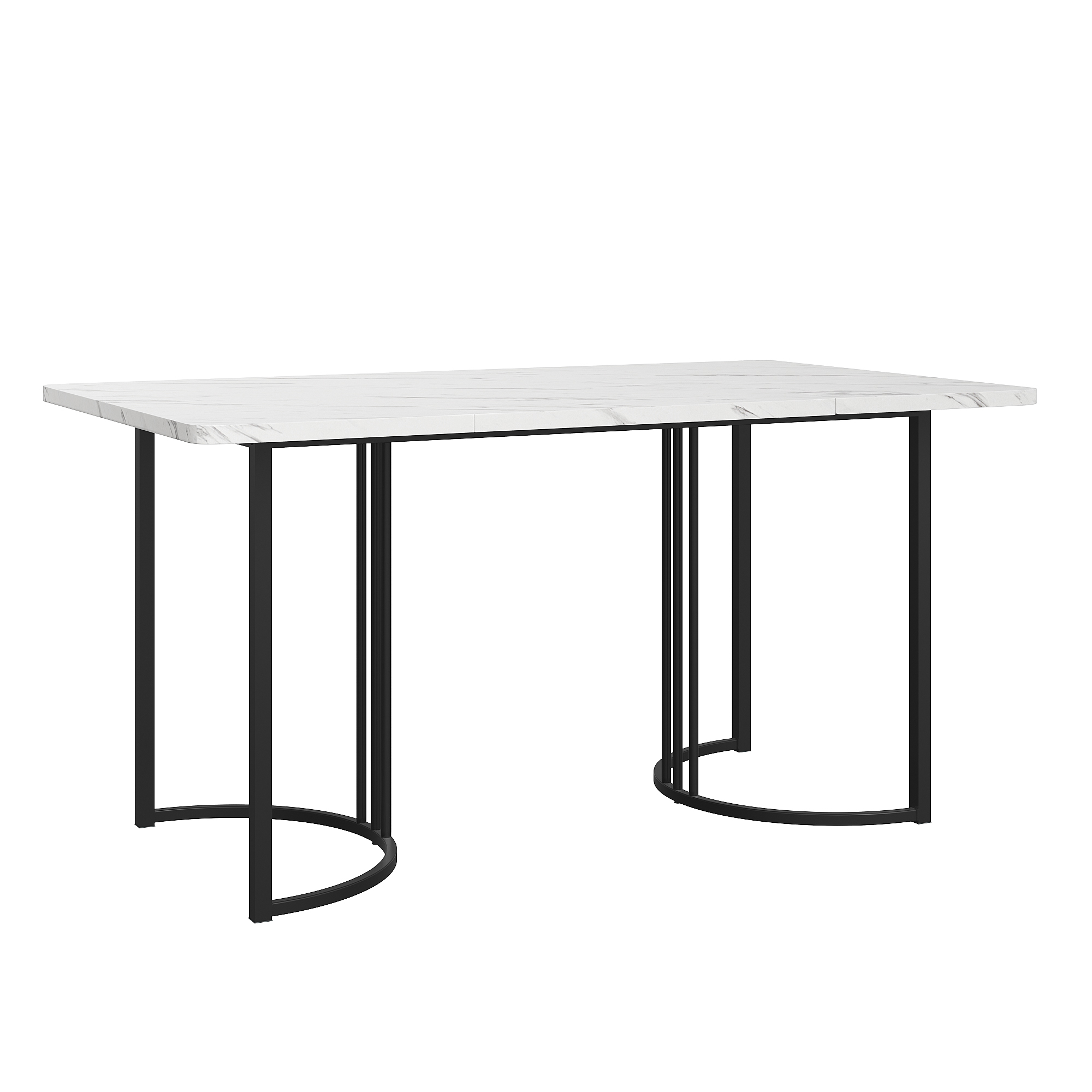 Ensemble table et chaises, 7 pièces, 1 table + 6 chaises, métal et tissu, blanc - vue 5