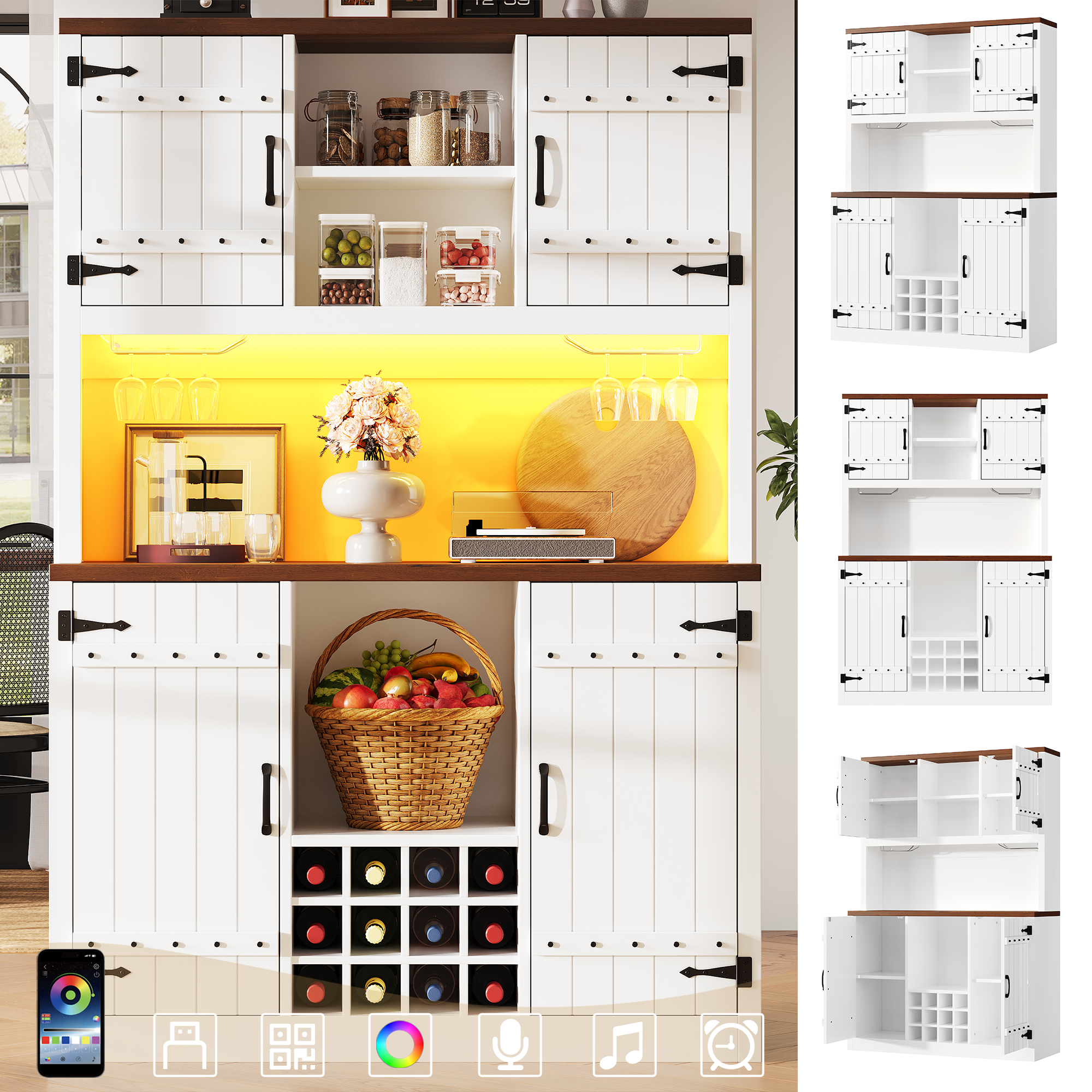 Hochschrank im Scheunentor-Stil mit RGB-LED-Beleuc