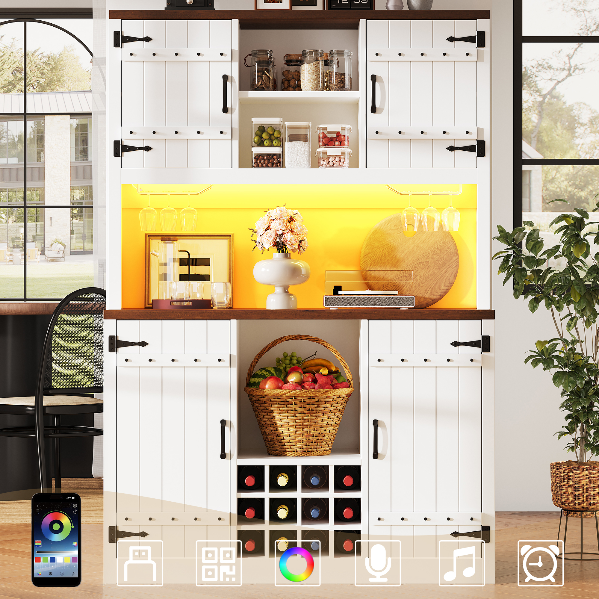Hochschrank im Scheunentor-Stil mit RGB-LED-Beleuc