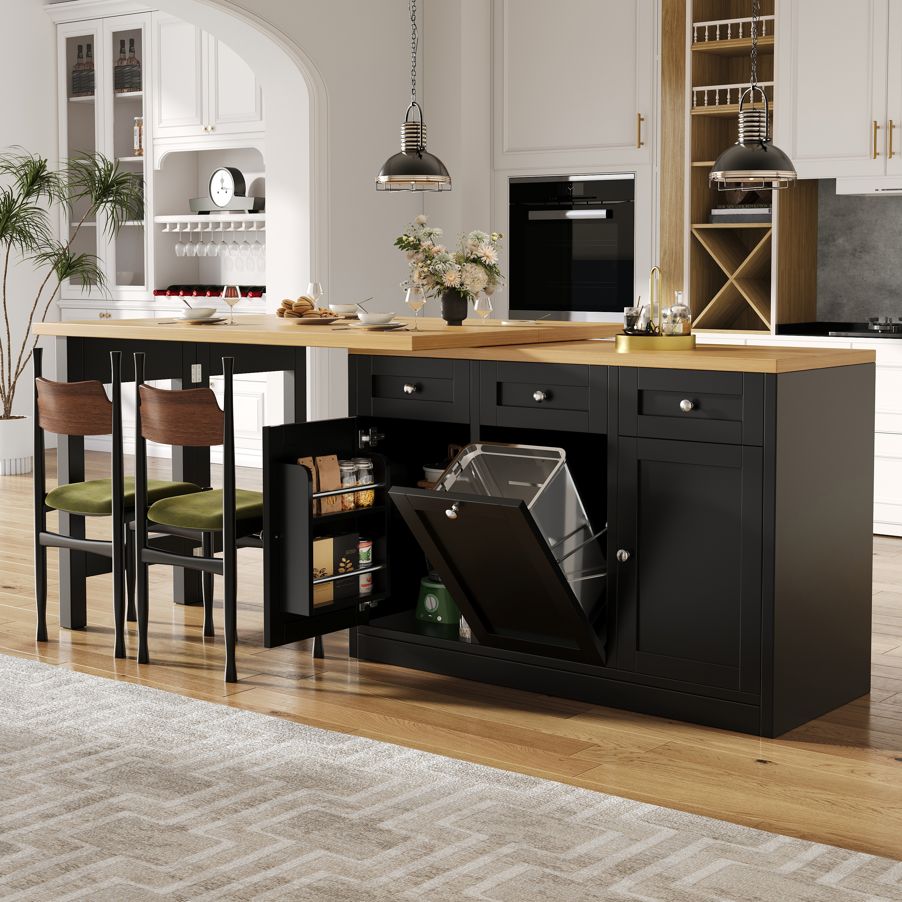 Table de bar extensible avec rangement