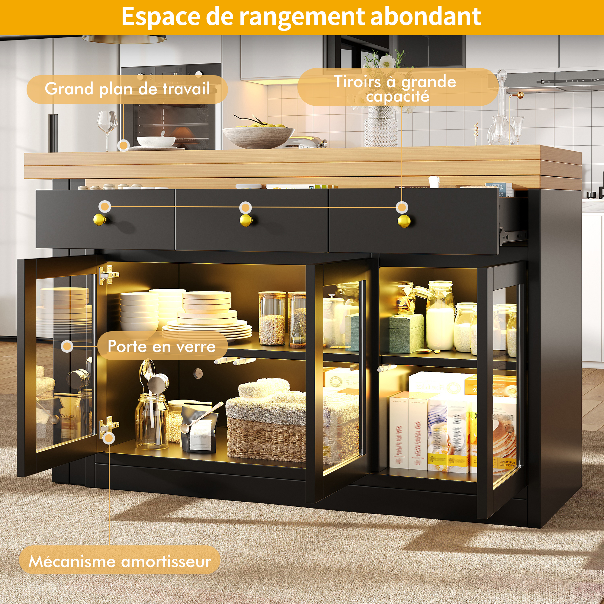 Détail du îlot de cuisine