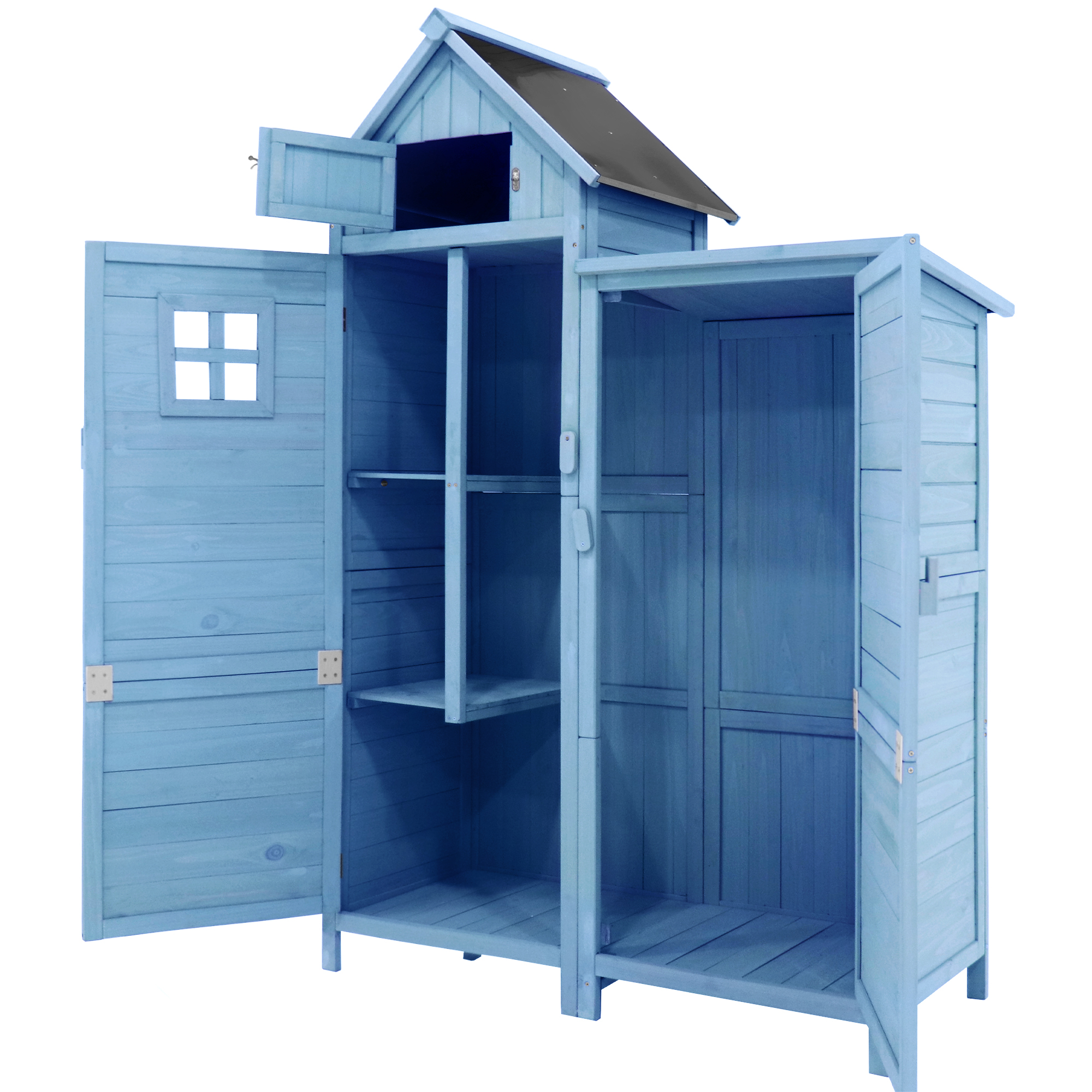 Armoire de rangement jardin bois bleu