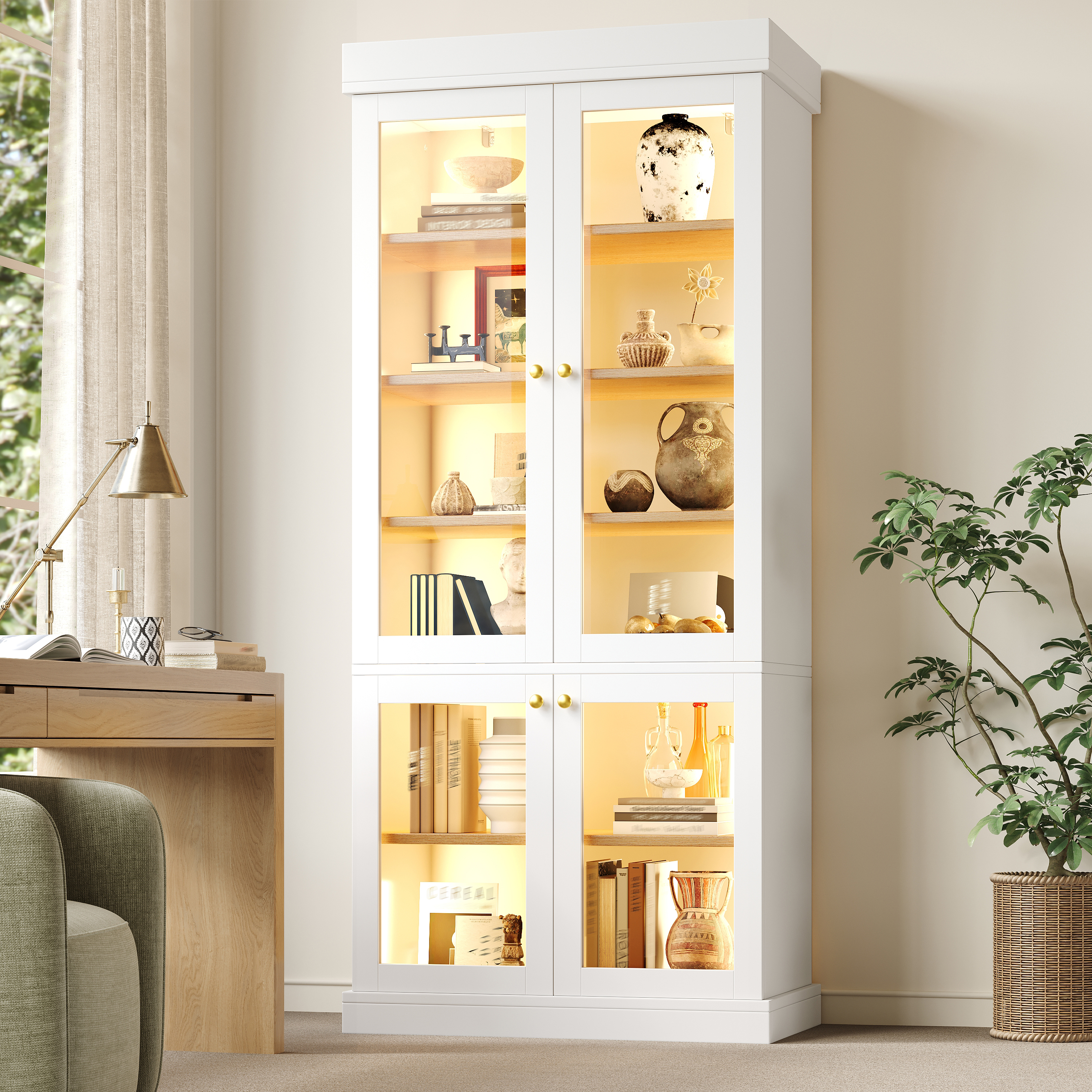 Moderner Standhochschrank mit integrierter LED-Sti