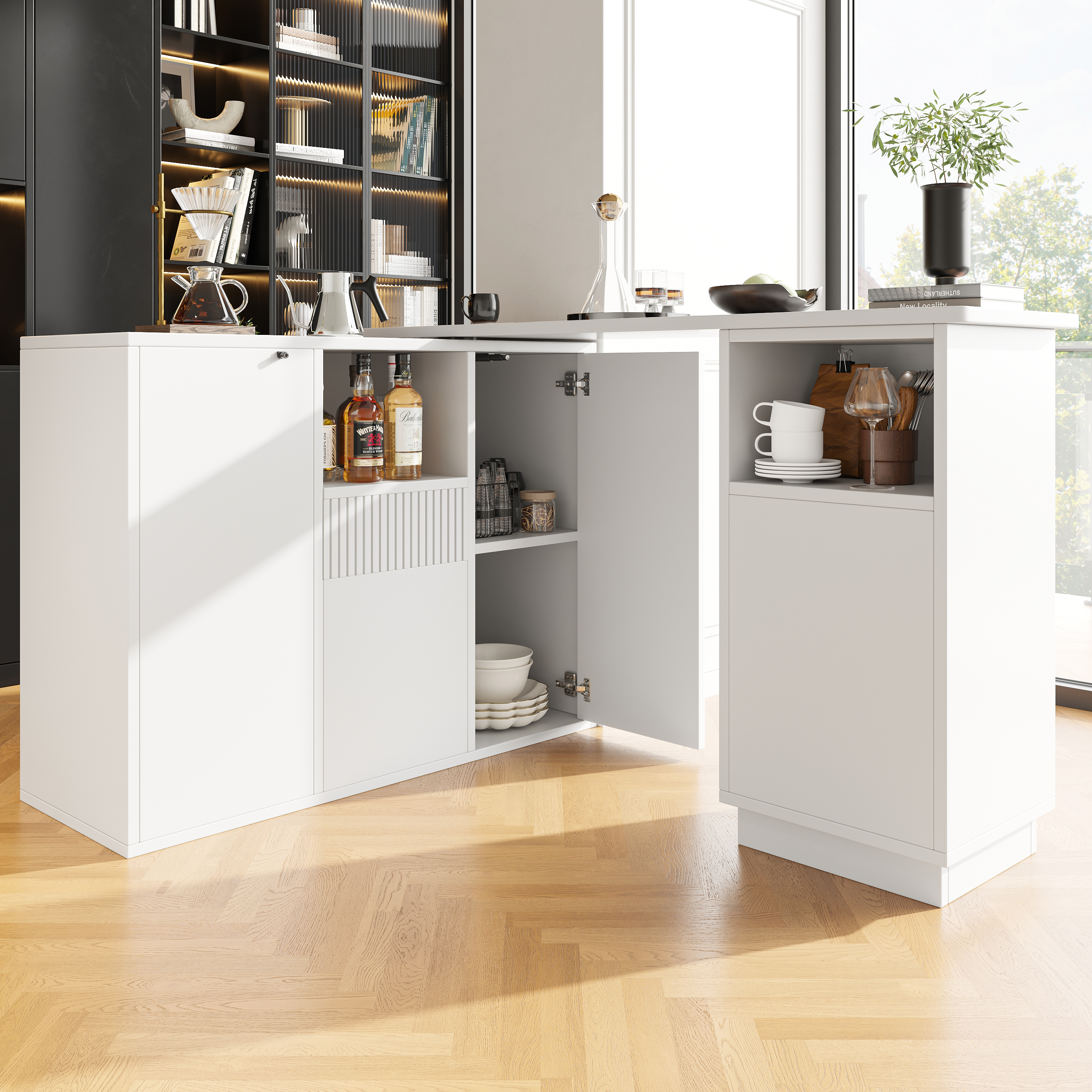 Um 360° drehbarer Bartisch (Hauptkörper 210 x 30 x