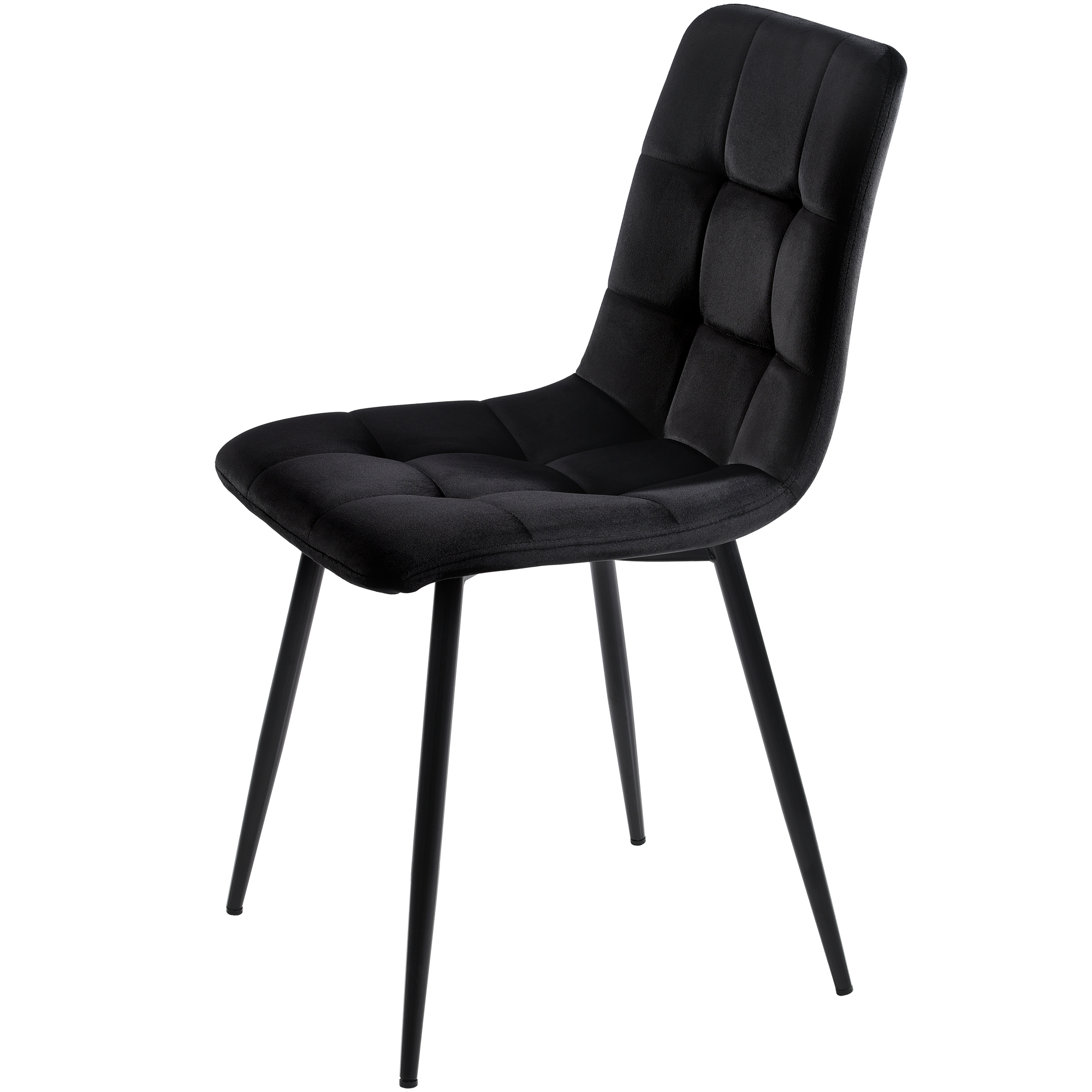 Ensemble table et chaises, 5 pièces, 1 table + 4 chaises, métal et velours, noir - vue 5