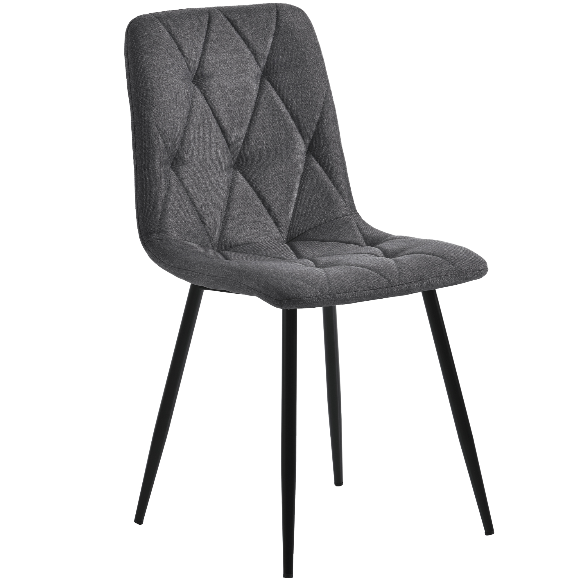 Ensemble table et chaises, 5 pièces, 1 table + 4 chaises, tissu effet lin et MDF, gris foncé - vue 3