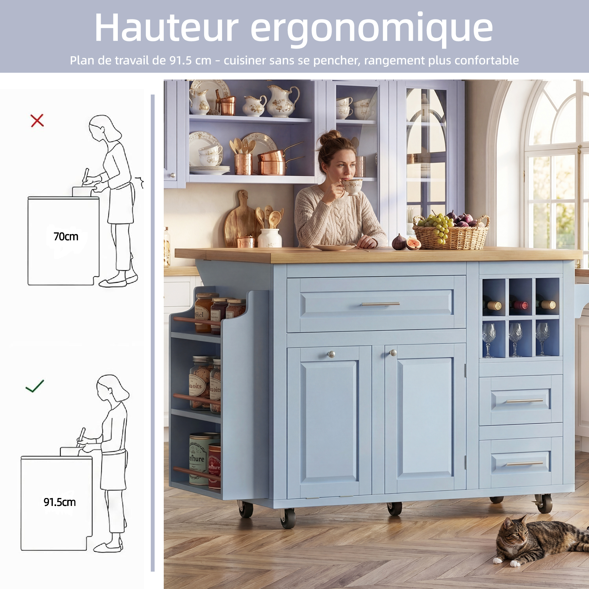 Détail du desserte de cuisine