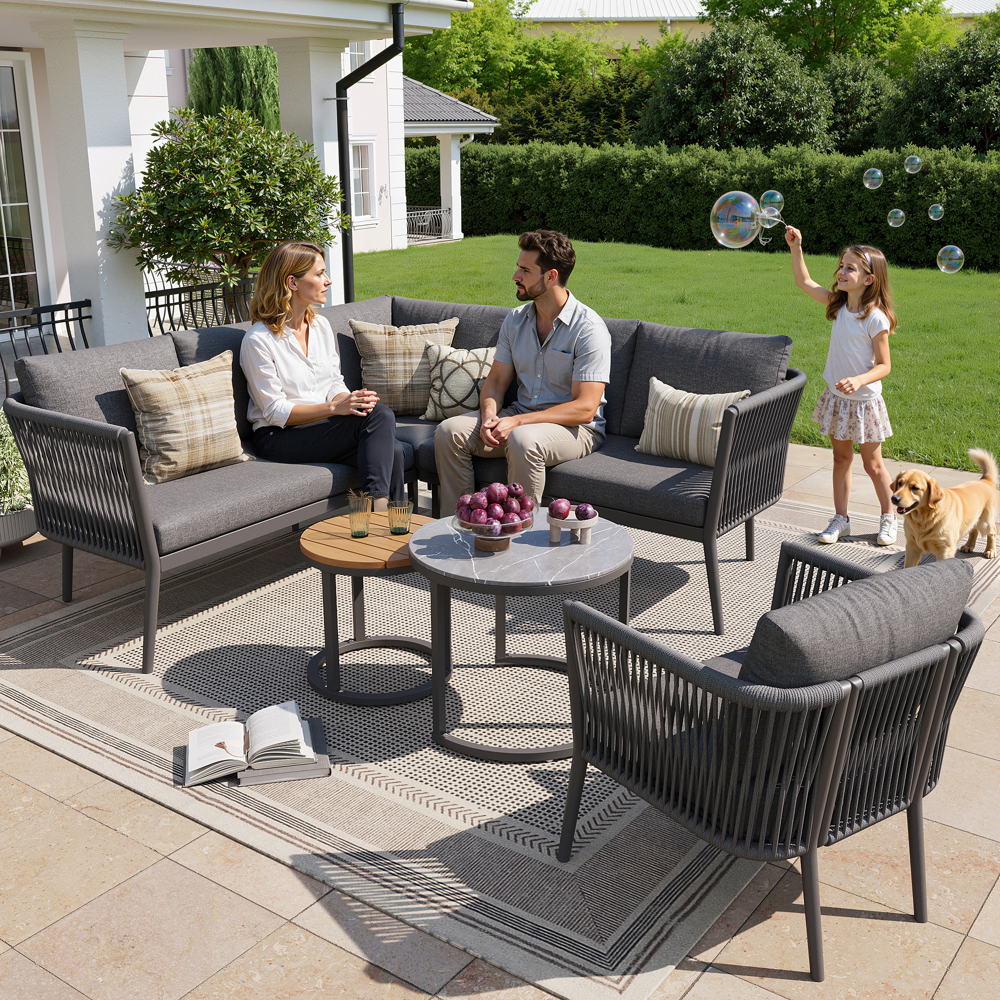 Gartenlounge-Set für 5-6 Personen,Großes Outdoor S