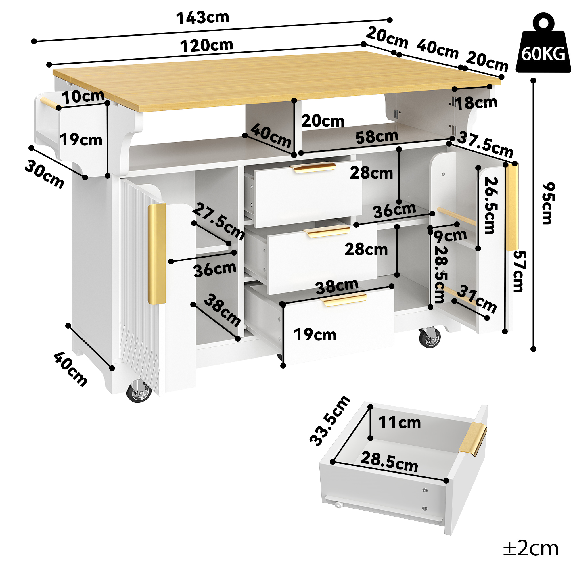 Dimensions du buffet