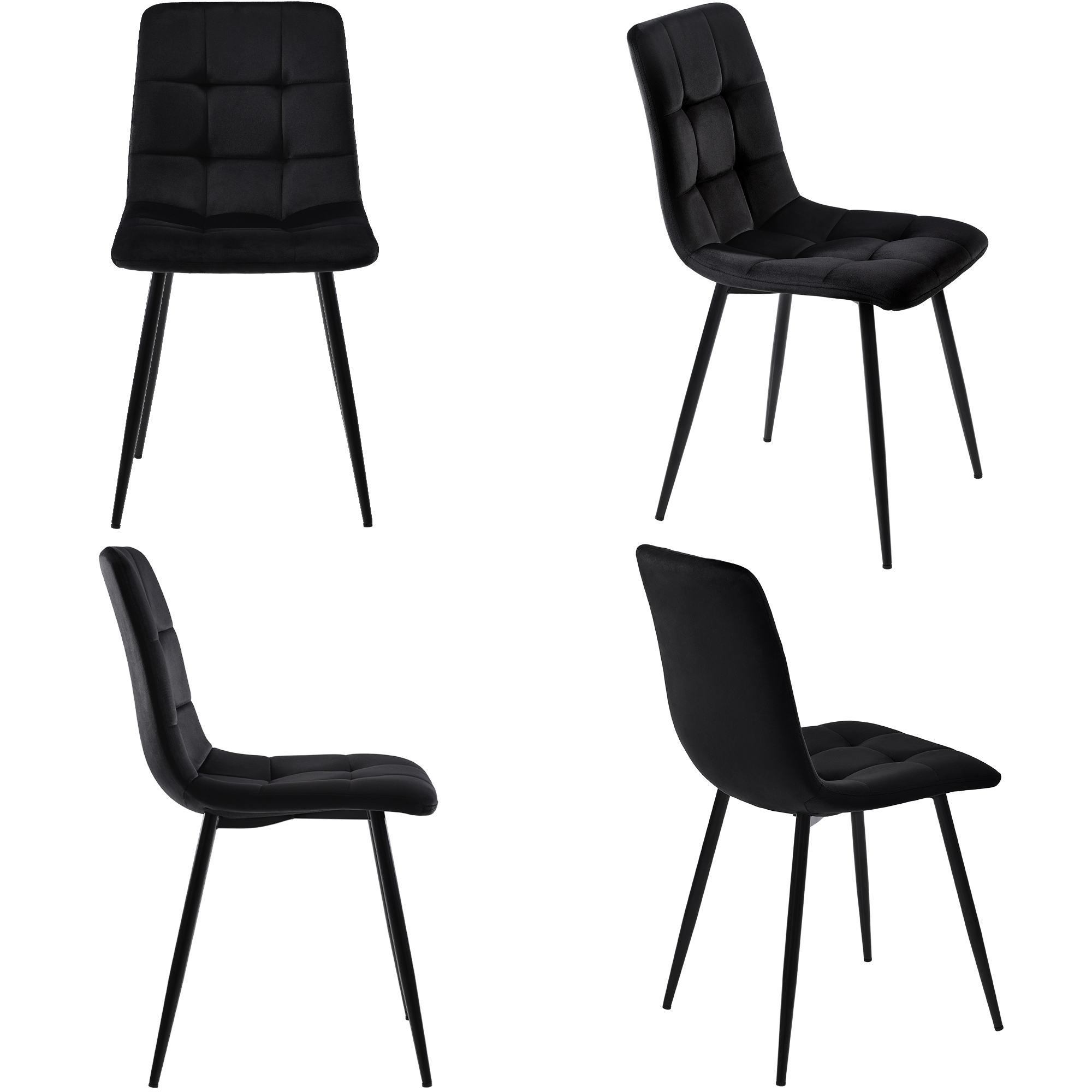 Ensemble table et chaises, 5 pièces, 1 table + 4 chaises, métal et bois, noir - vue 5
