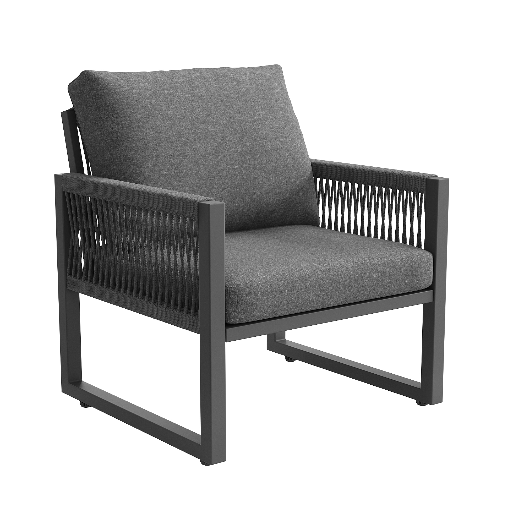Ensemble salon de jardin complet gris pour terrasse et jardin