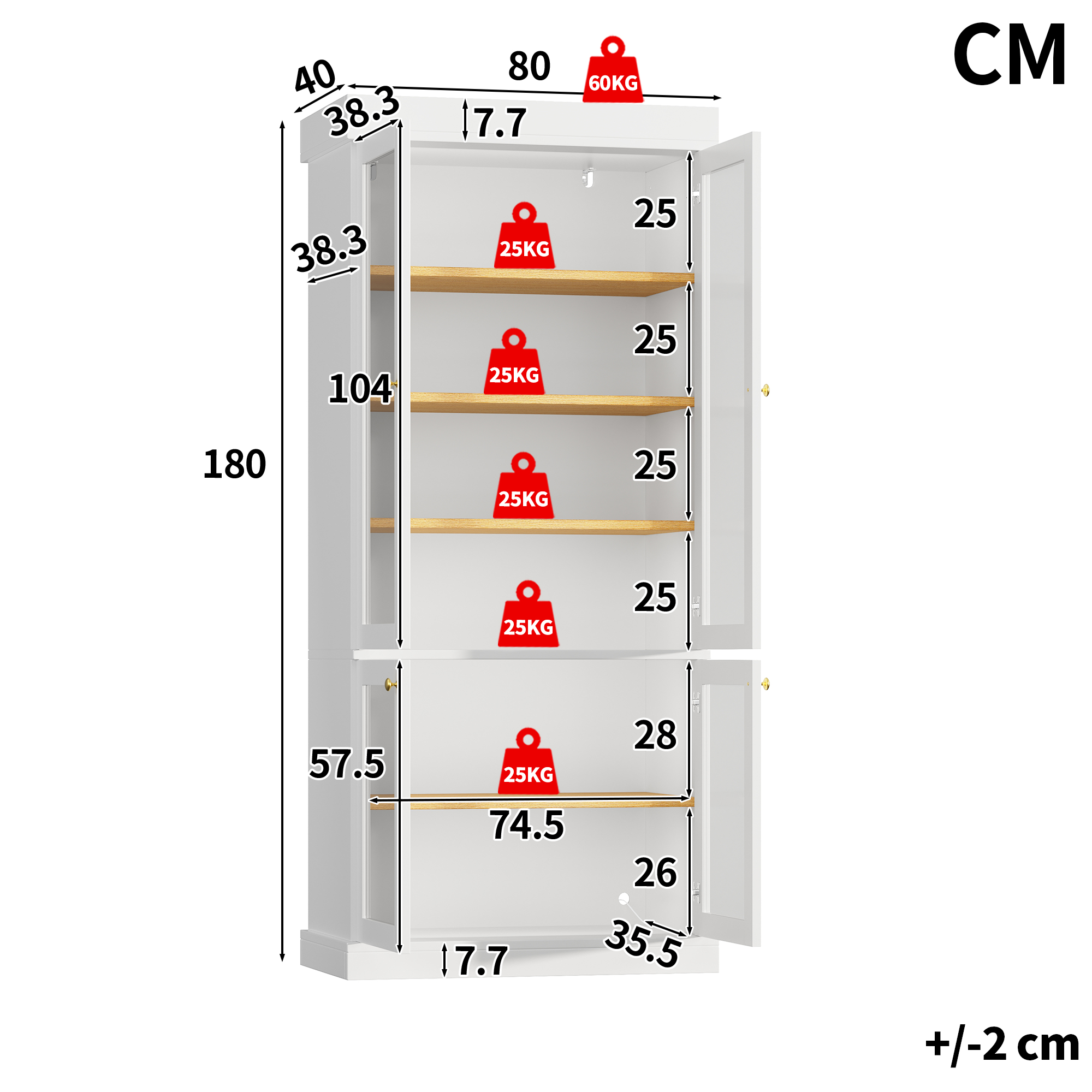 Dimensions du vitrine