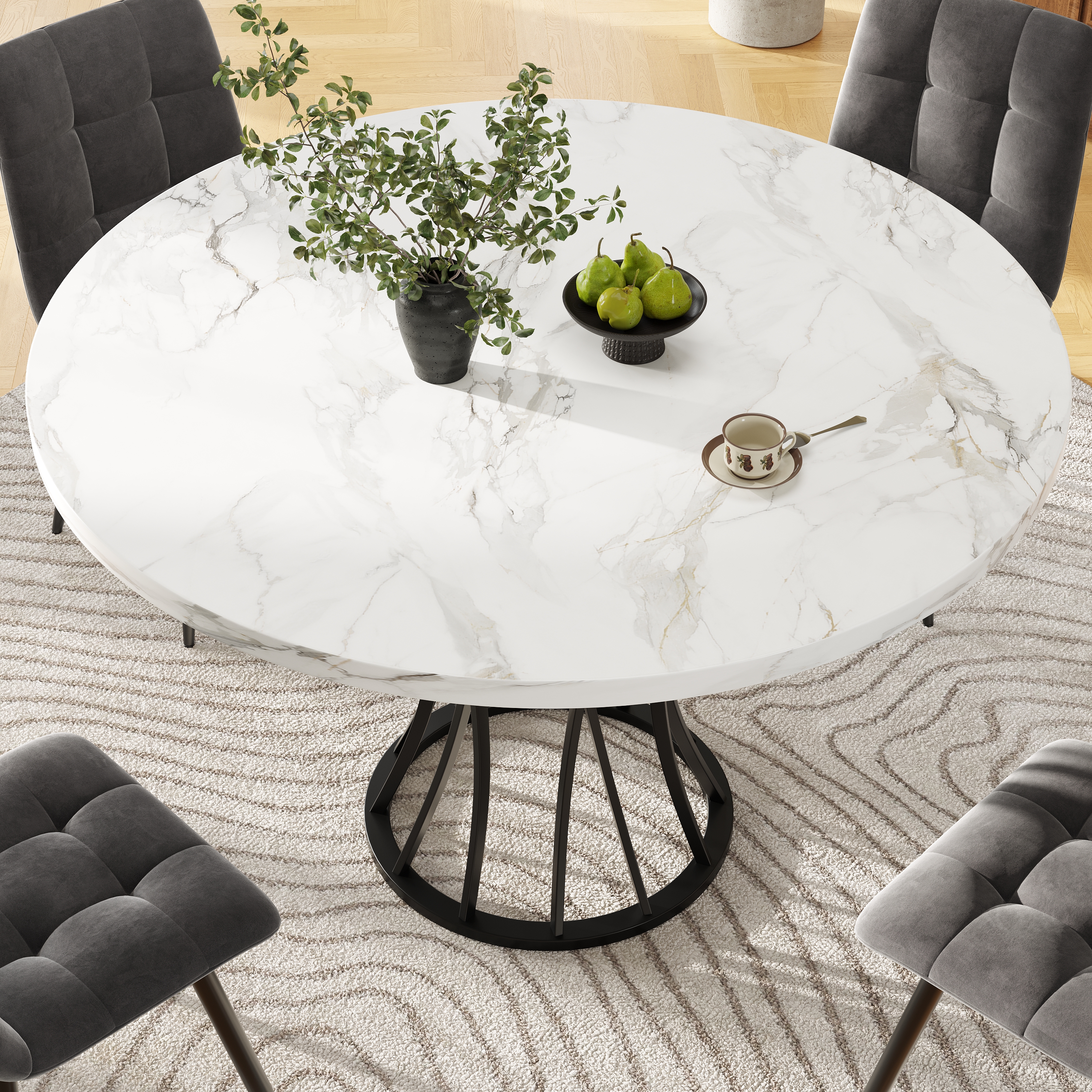 Table ronde noir 80x80 vue 1