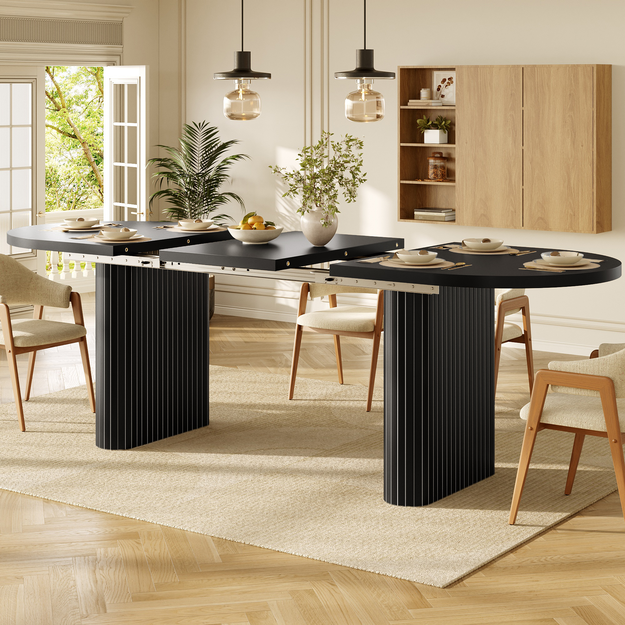 Table extensible noir 120x80 vue 1