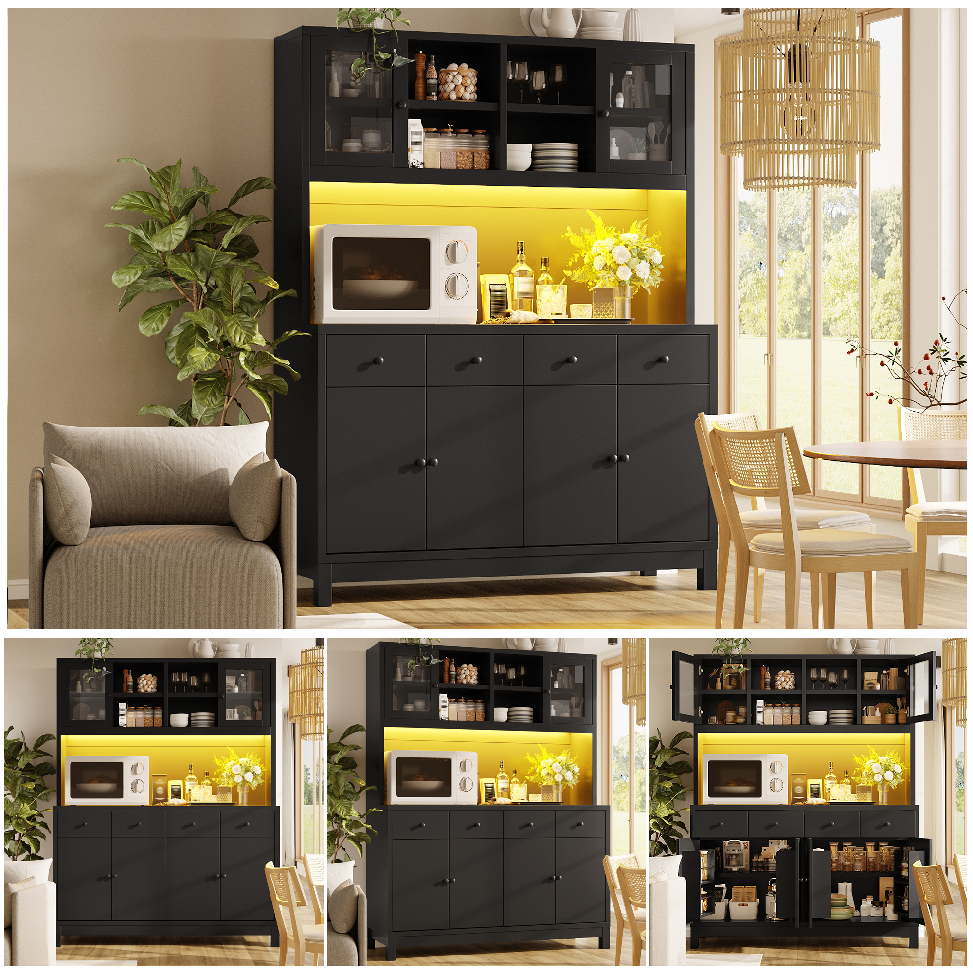 Hochbuffetschrank 140*38.5*180cm mit App-gesteuert