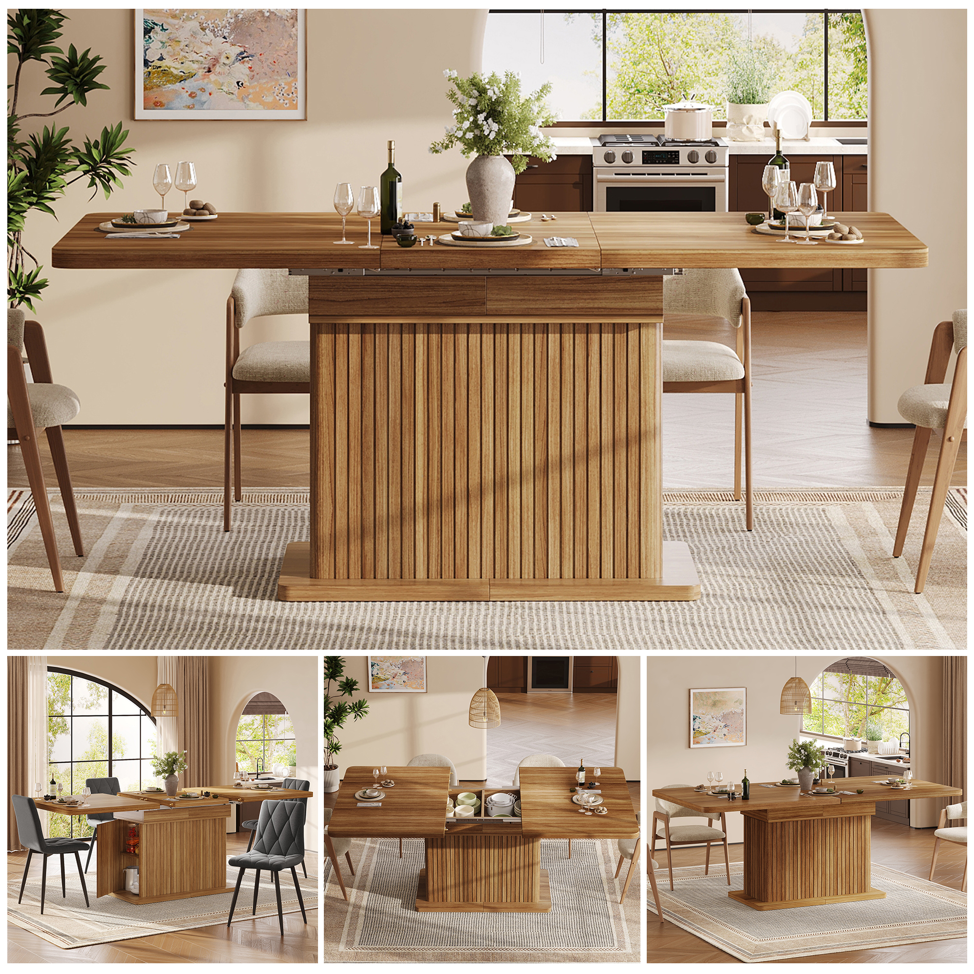Configurations de la table à décor bois brun