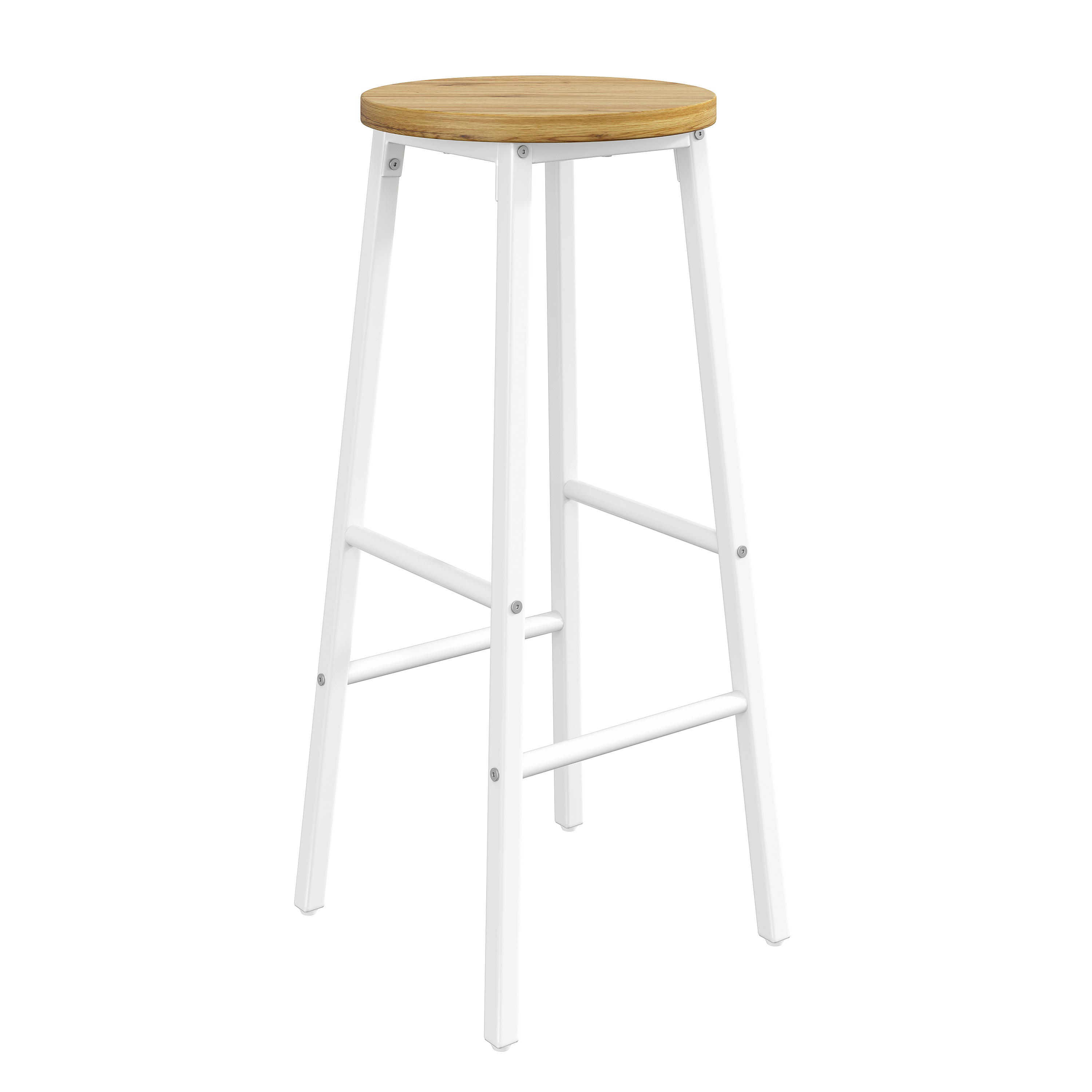 Ensemble de bar: table îlot de cuisine avec espace de rangement et 2 tabourets de bar, blanc, aspect bois, avec portes d'armoires en verre et étagères réglables, peut supporter jusqu'à 150 kg par