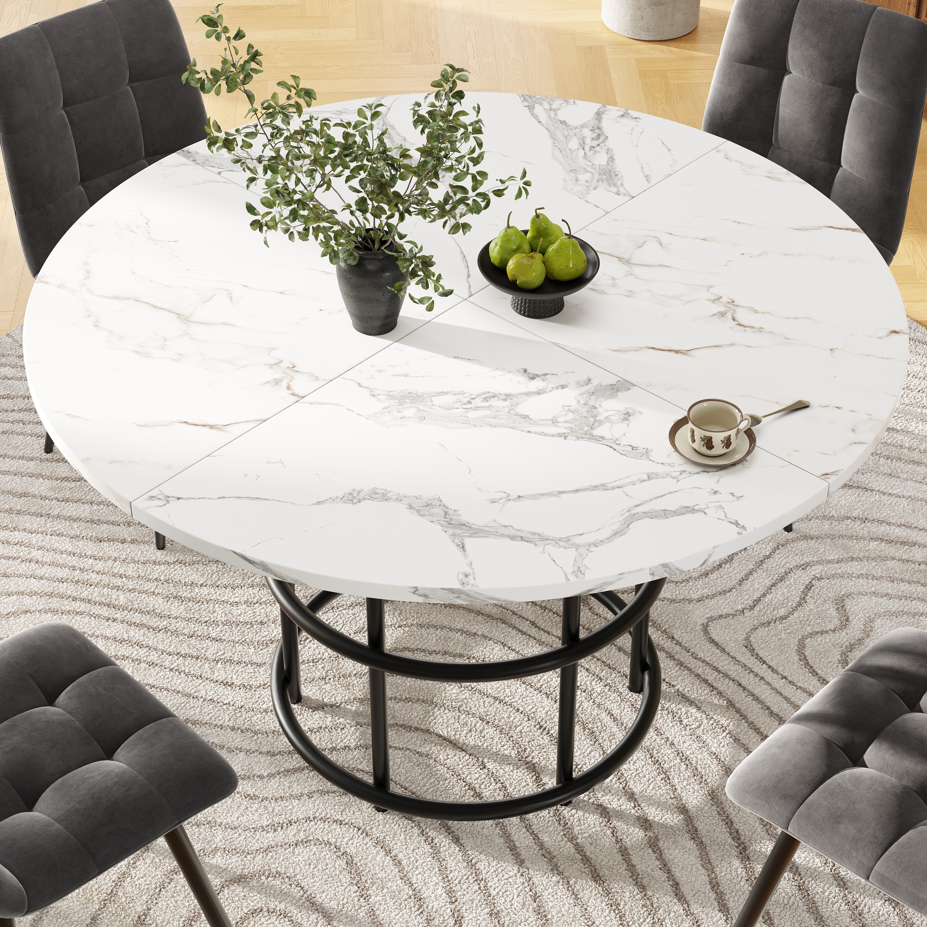 Table ronde noir 6p vue 1