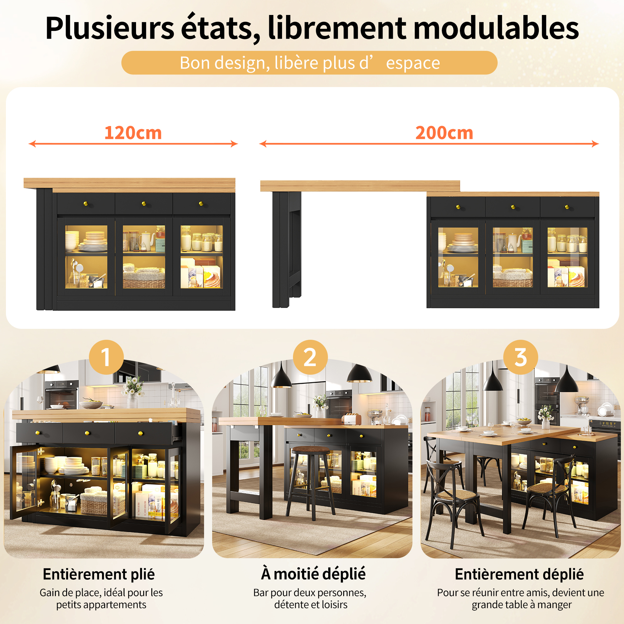 Détail du îlot de cuisine
