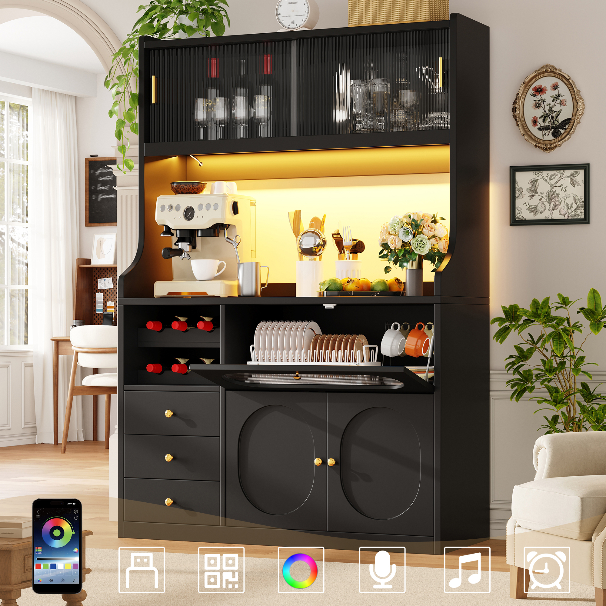 Hochküchenschrank 120cm mit App-gesteuerter RGB-LE