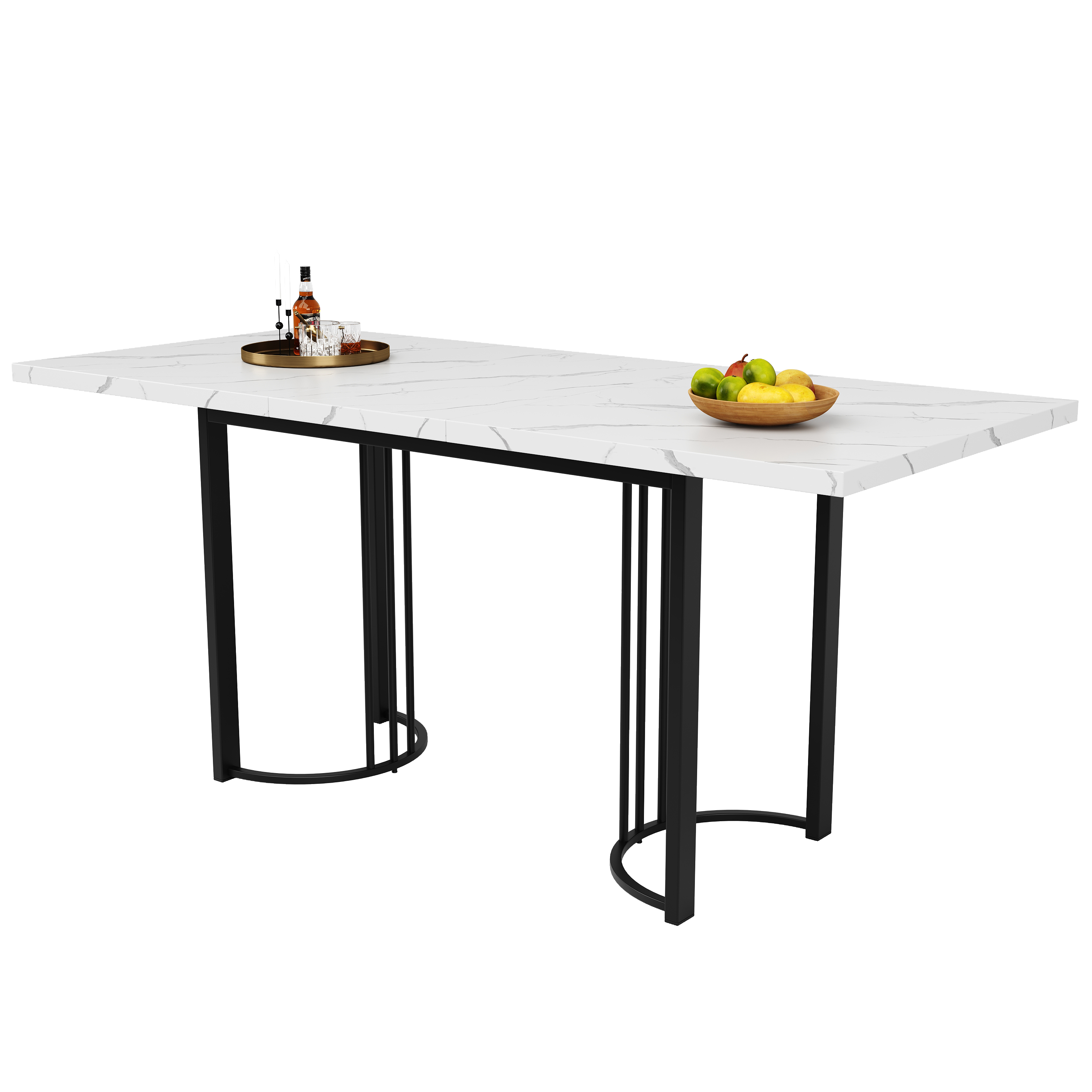 Ensemble table et chaises, 5 pièces, 1 table + 4 chaises, extensible, métal et velours, noir - vue 4