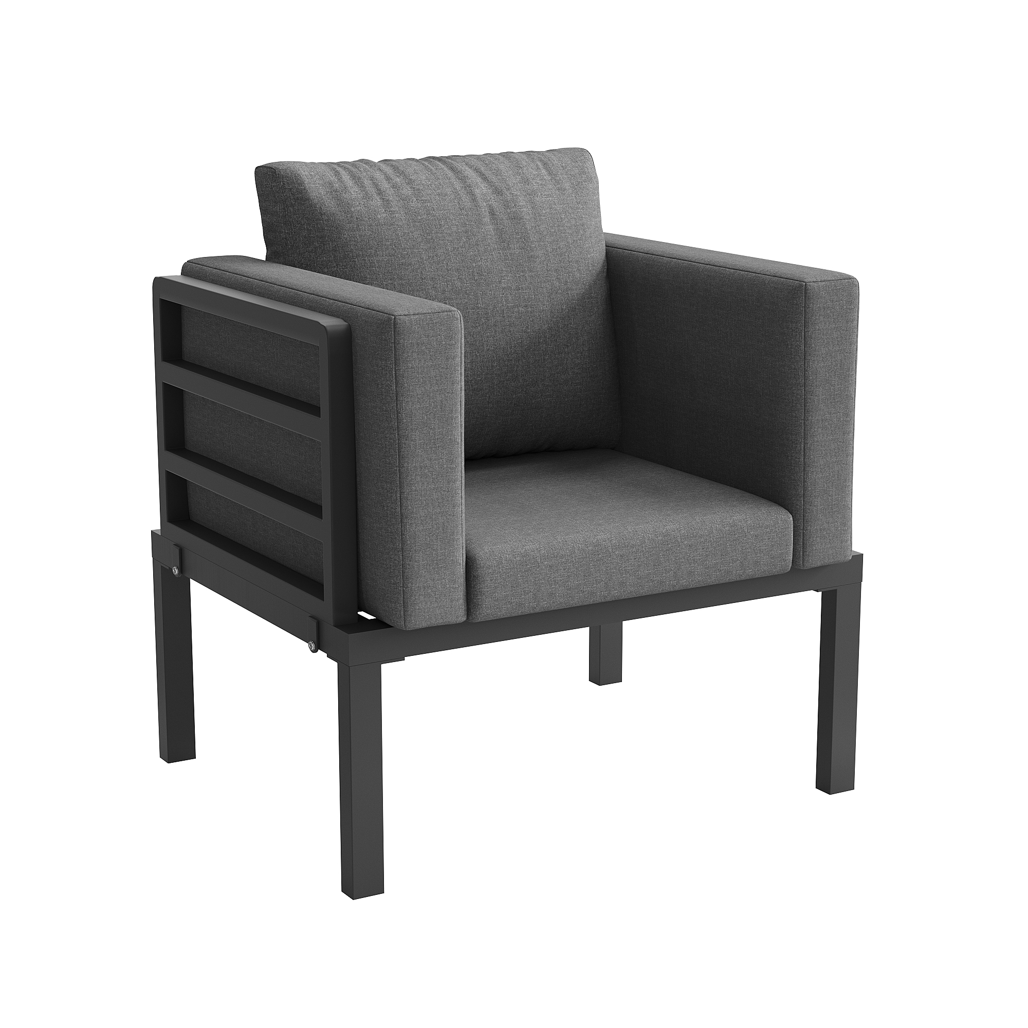 Ensemble salon de jardin complet gris pour terrasse et jardin