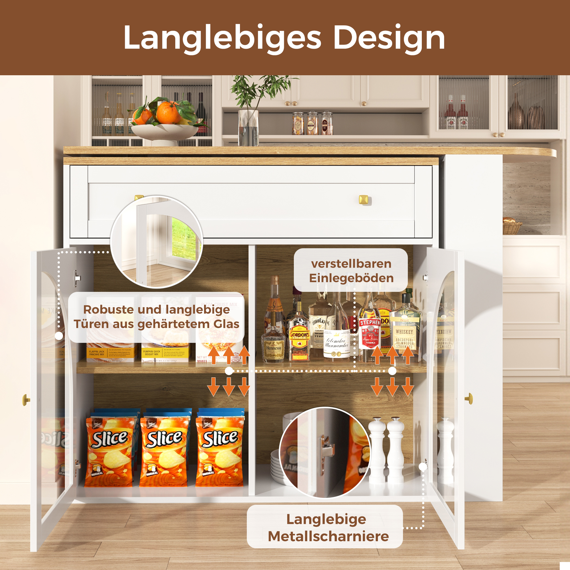 Armoire bar rotative 360° avec étagère 3 niveaux, MDF, poignées métal, portes verre sécurité, pour restaurant, salon, home-bar, design moderne, beaucoup de rangement, style élégant, stabilité, fonctionnalité - image 25