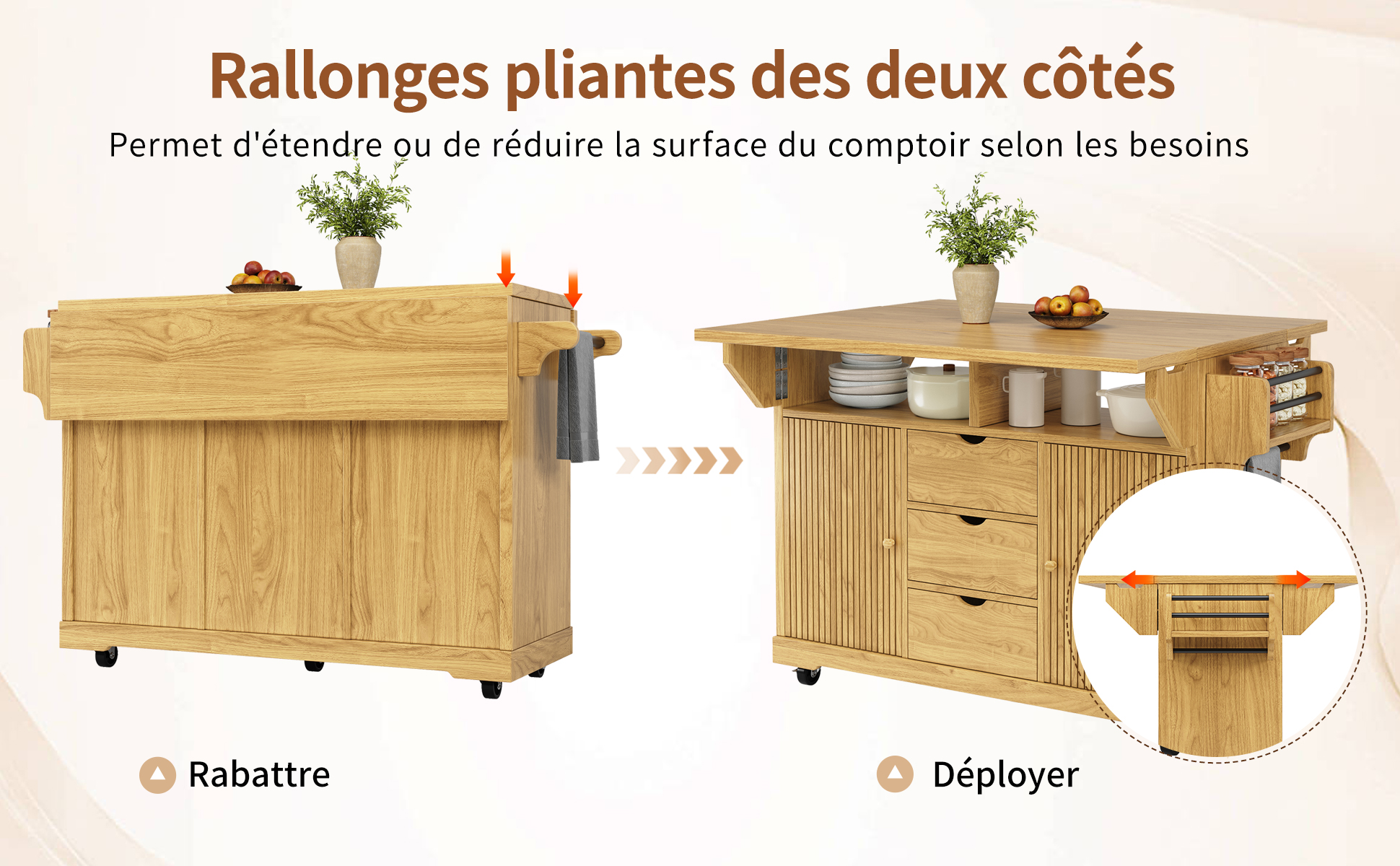 Détail du desserte de cuisine