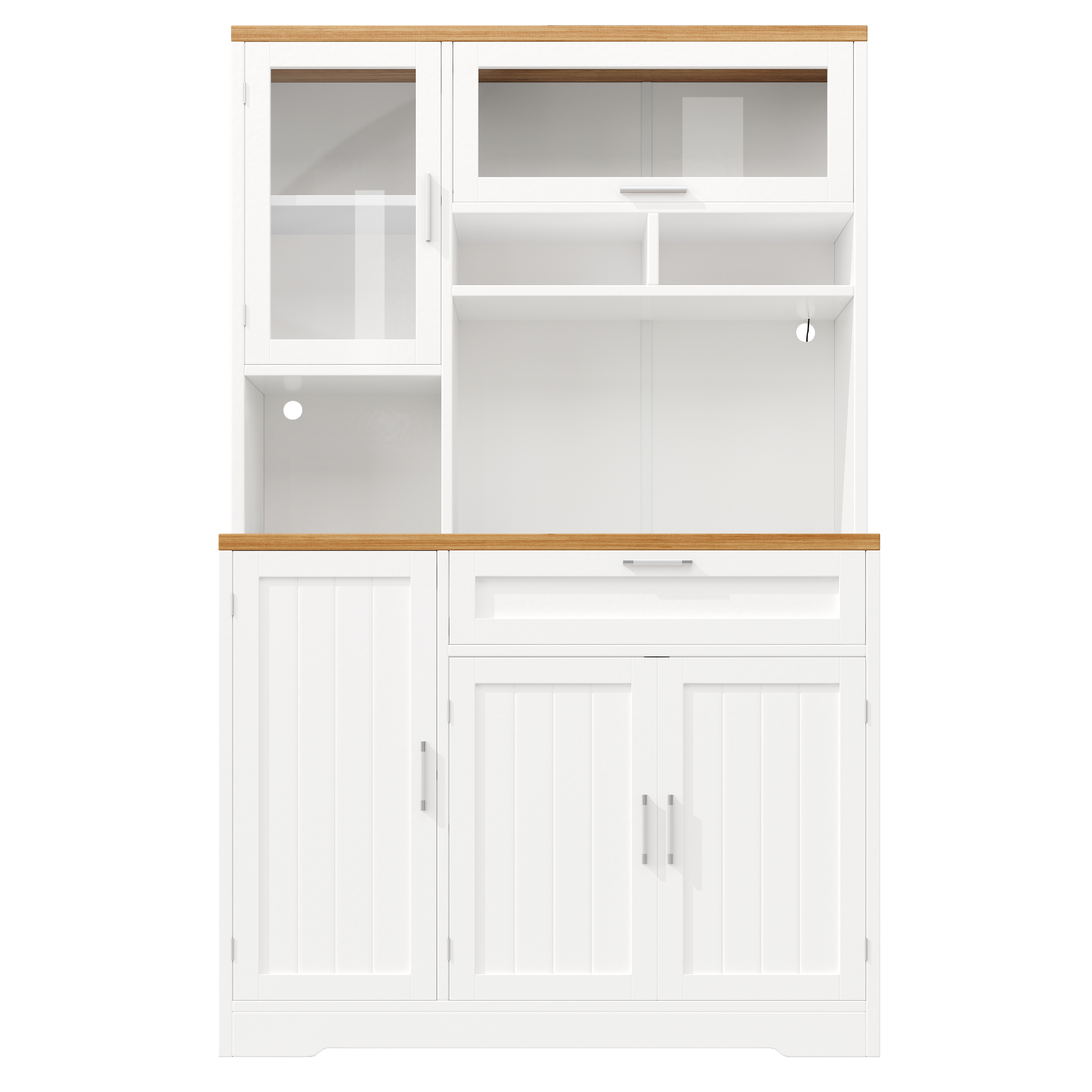 Küchenschrank, Hochschrank / Vitrine mit LED-Beleu