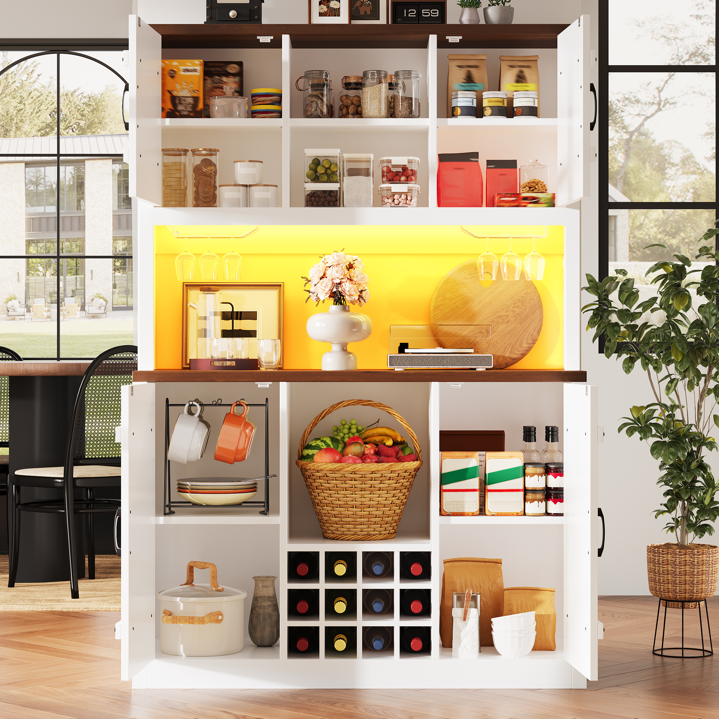 Hochschrank im Scheunentor-Stil mit RGB-LED-Beleuc