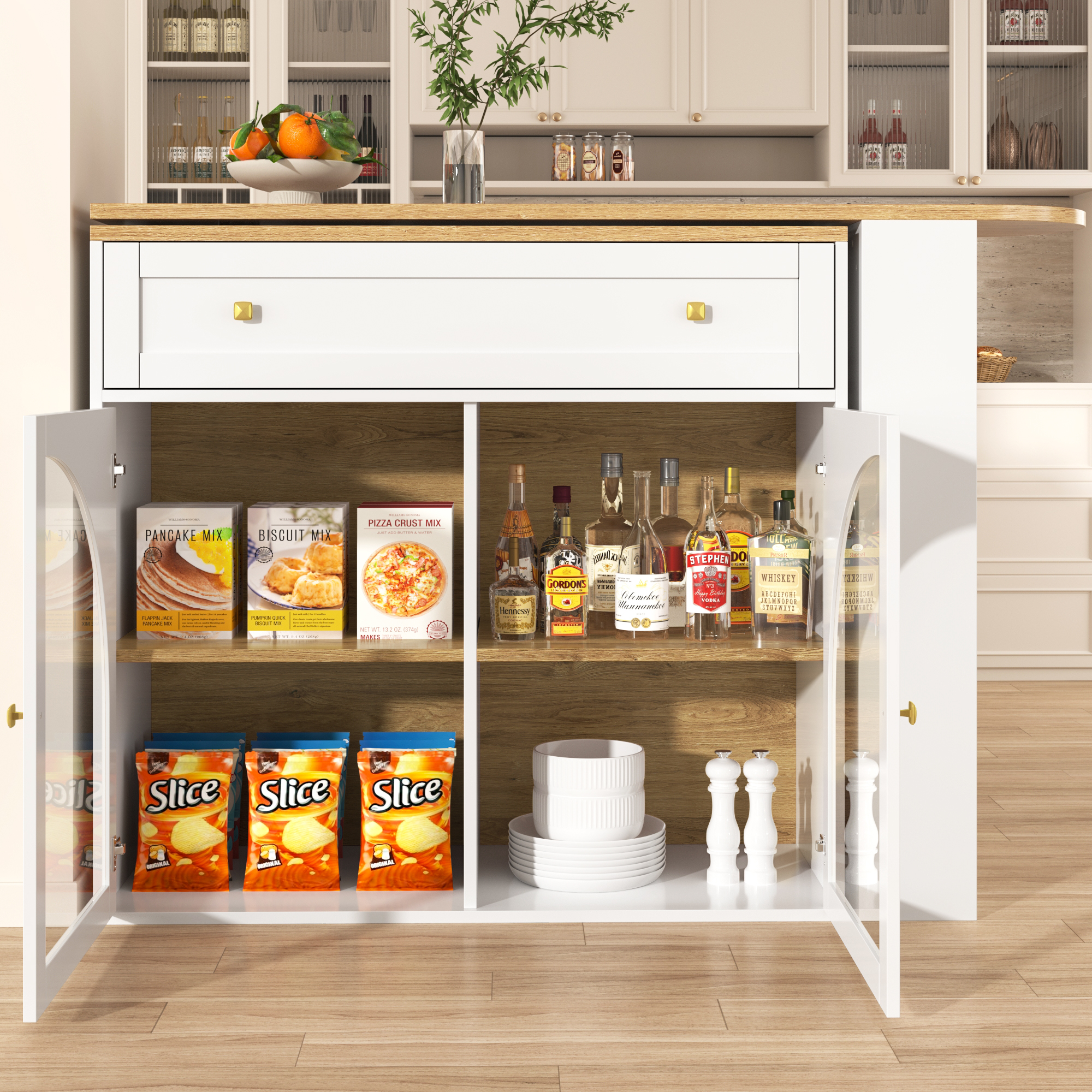 Ausziehbarer Bartisch mit Stauraum(138-204×39×104c