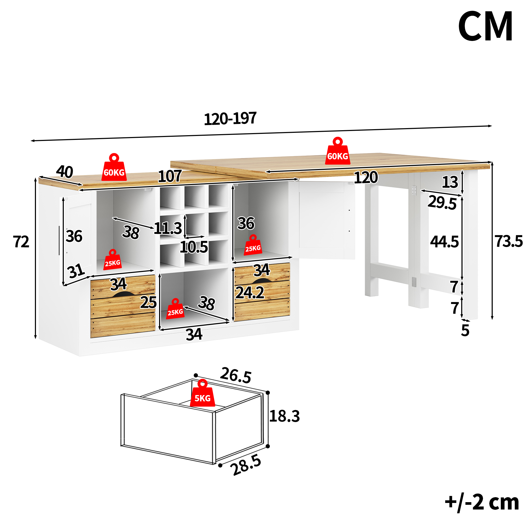 Dimensions du buffet